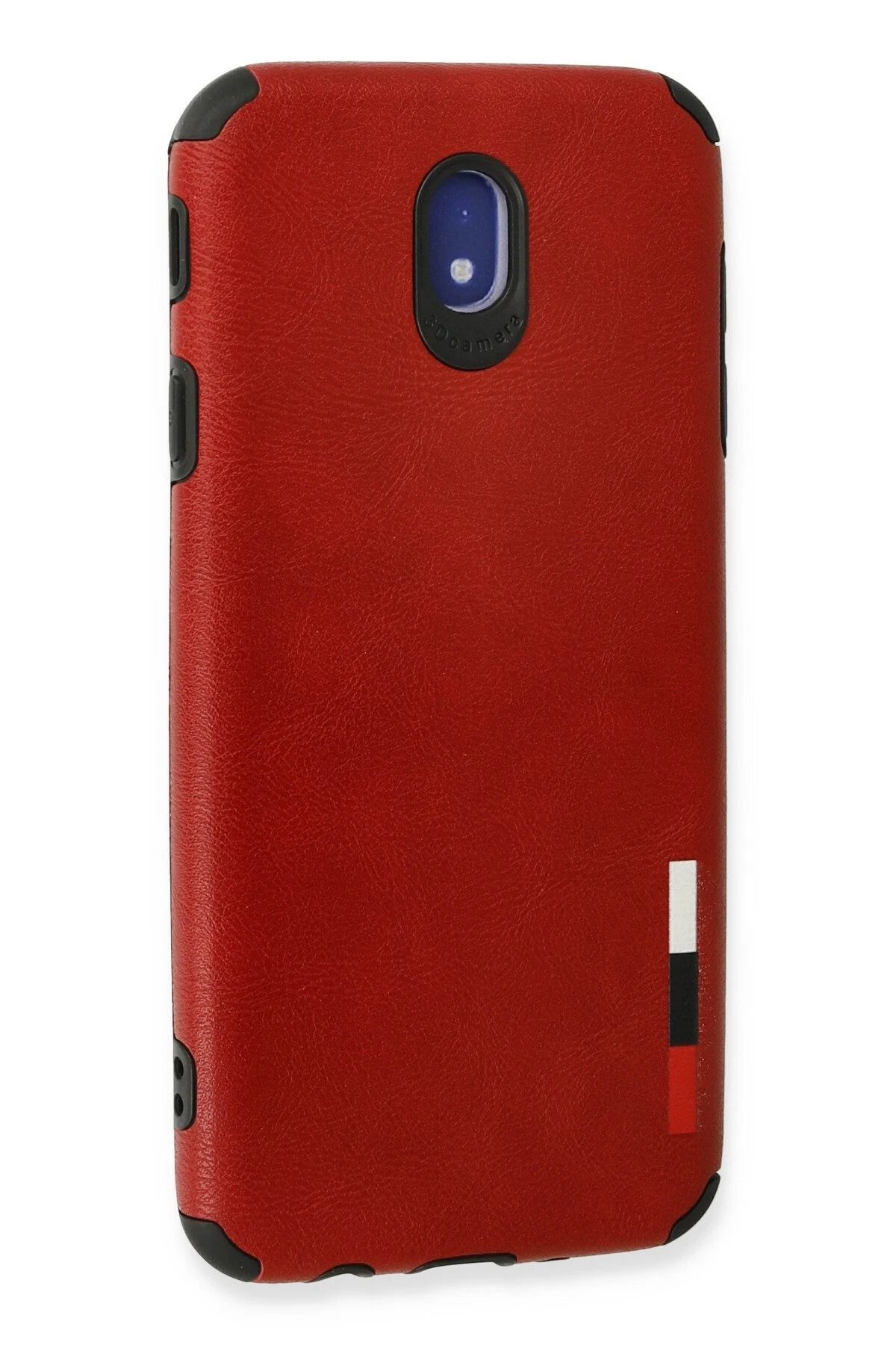 NewFace Samsung Galaxy J7 Pro / J730 Kılıf Loop Deri Silikon - Kırmızı GLSTD