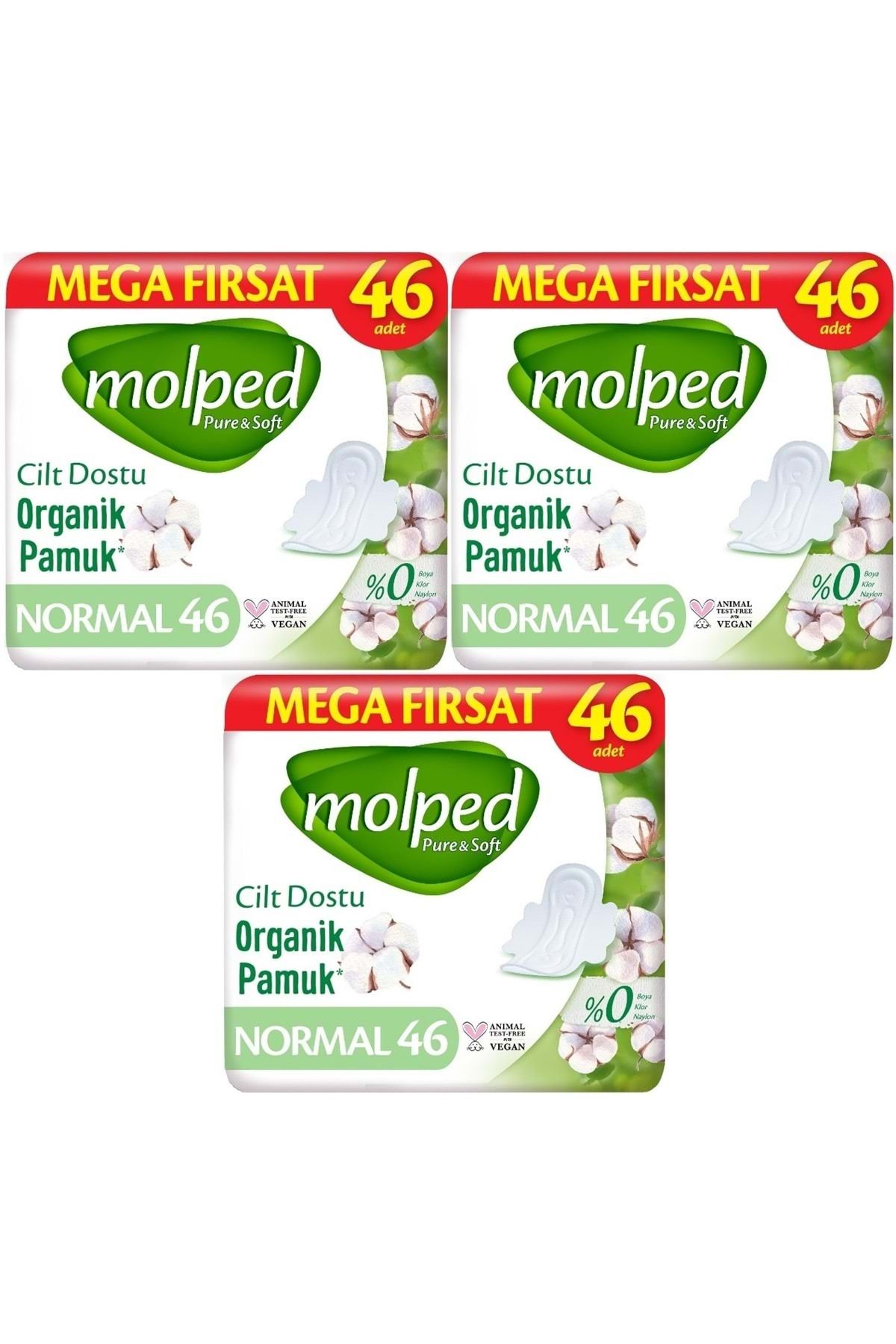 Molped Pure&Soft Hijyenik Ped Normal 138 (3PK*46) Adet Mega Pk