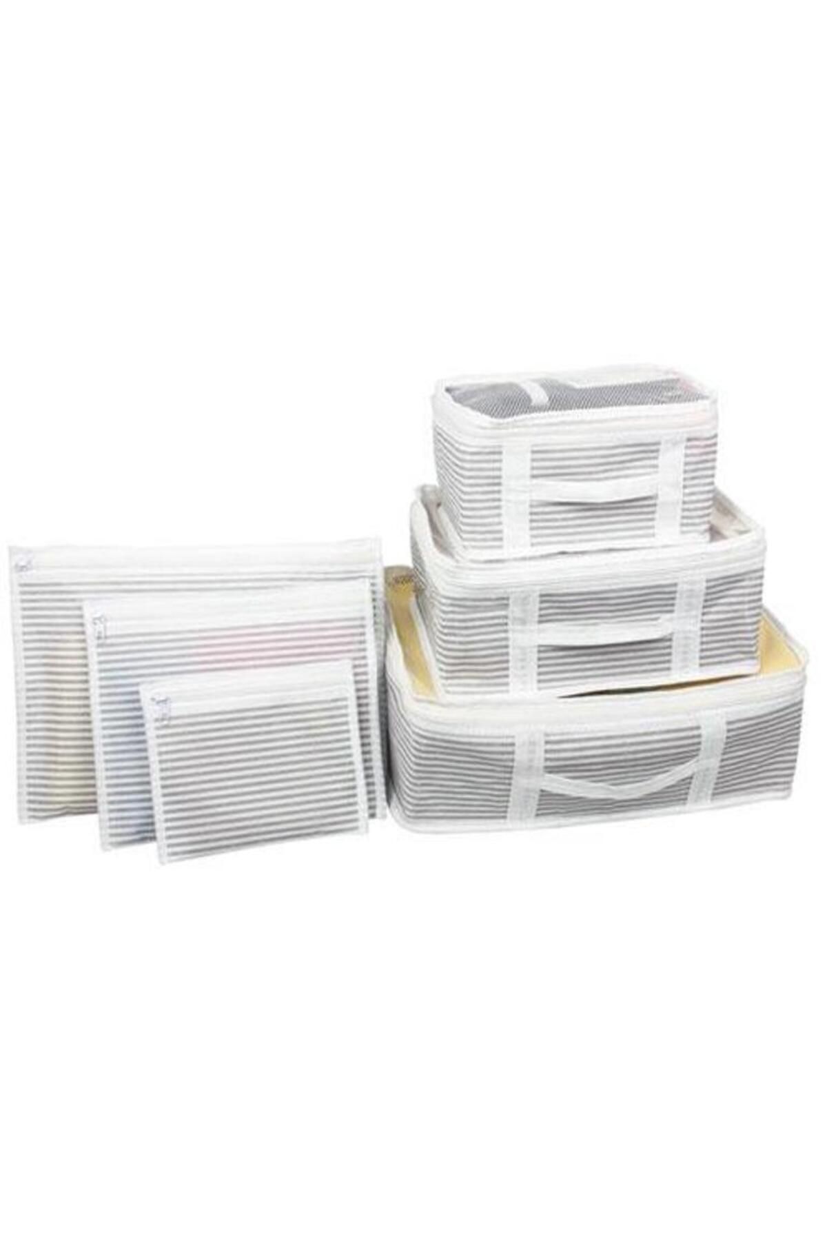 Babuşa Bavul İçi Düzenleyici Valiz Organizer 6 lı Set - Çizgili