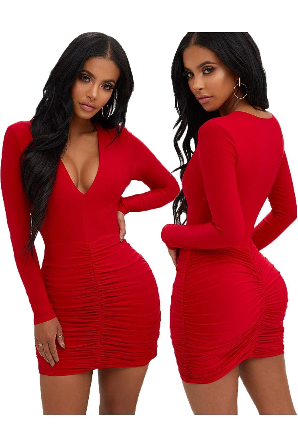Shop58 Hediye Cantam Mini Dekolteli Elbise