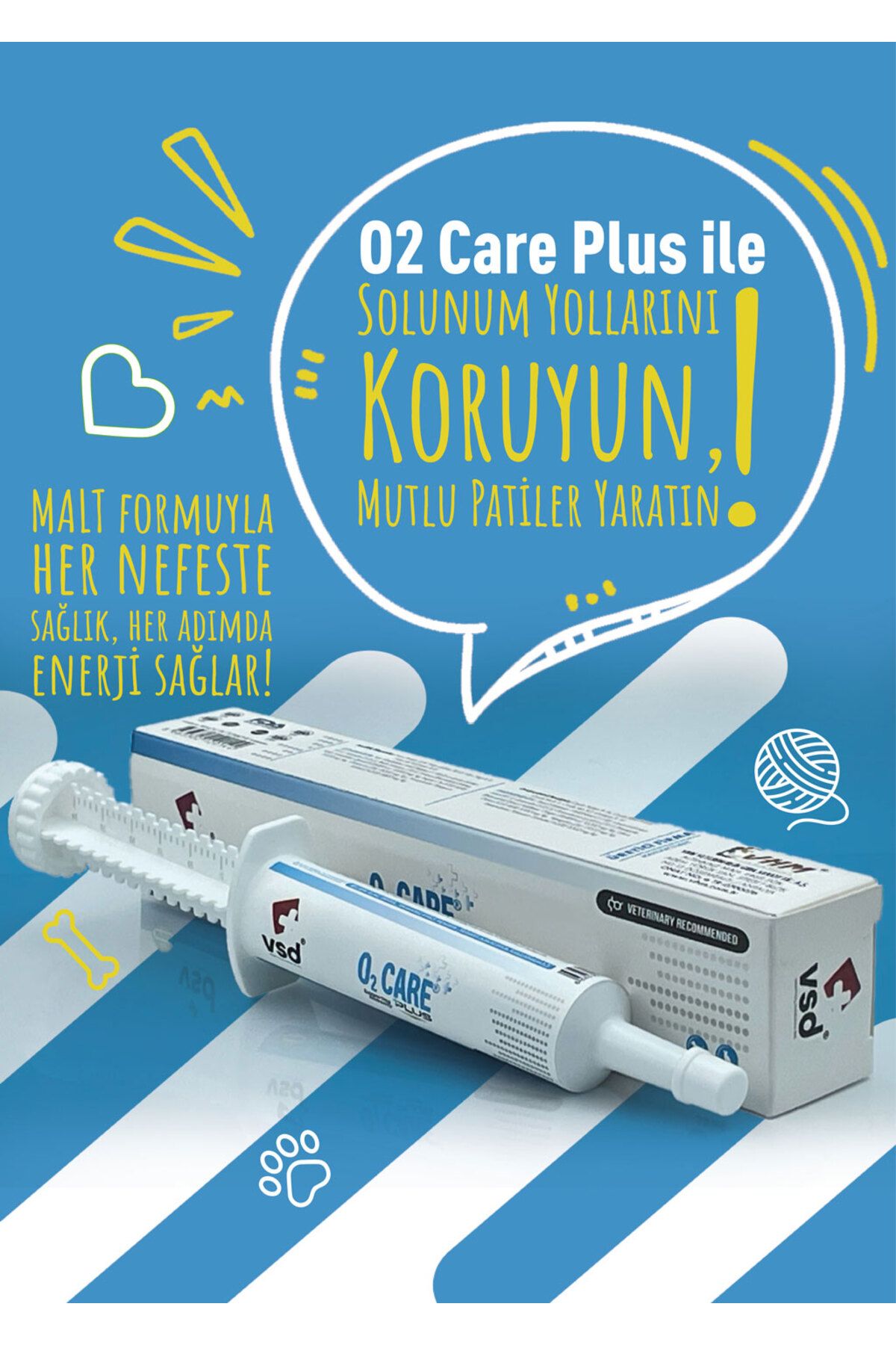 vsd O2 CARE 30ml Malt Kediler için Solunum Sağlığı Desteği