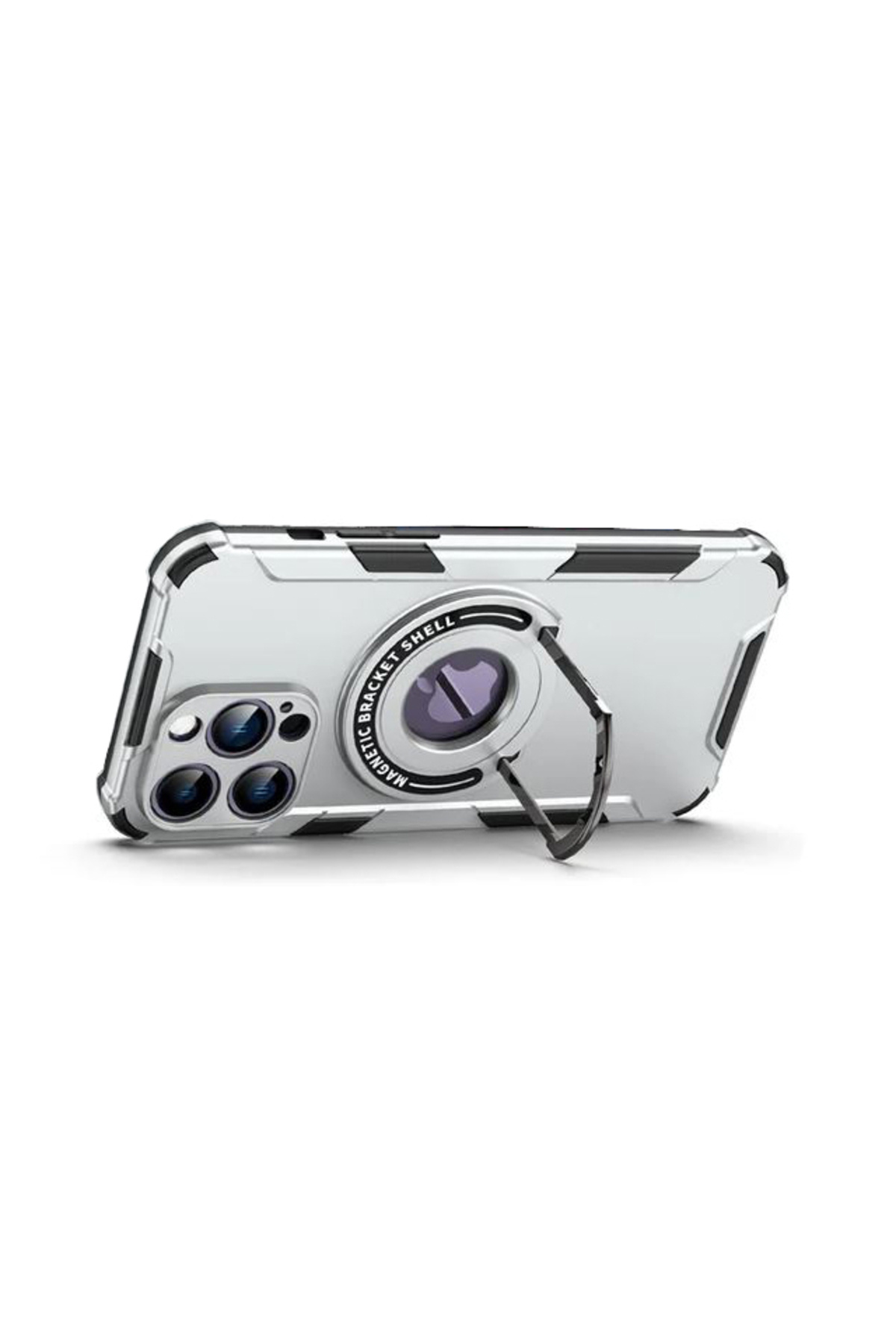 REDz Accessories-Ultra-solid Case, Ring Armor, Compatible with iPhone 15 Pro Max, Magsafe, Ring Holder, Silver 3