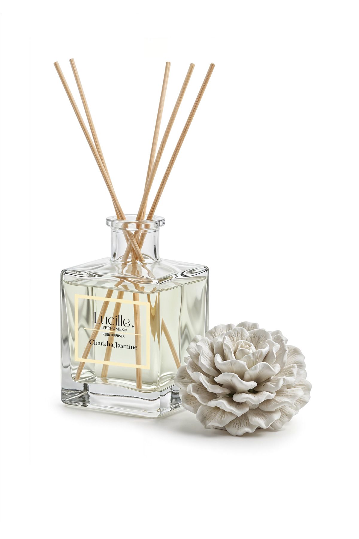 Lucille Esanslı Kalıcı Kokulu Charka Jasmin Aromalı Bambu Çubuklu Oda Kokusu - 500 Ml Özel Kutusunda