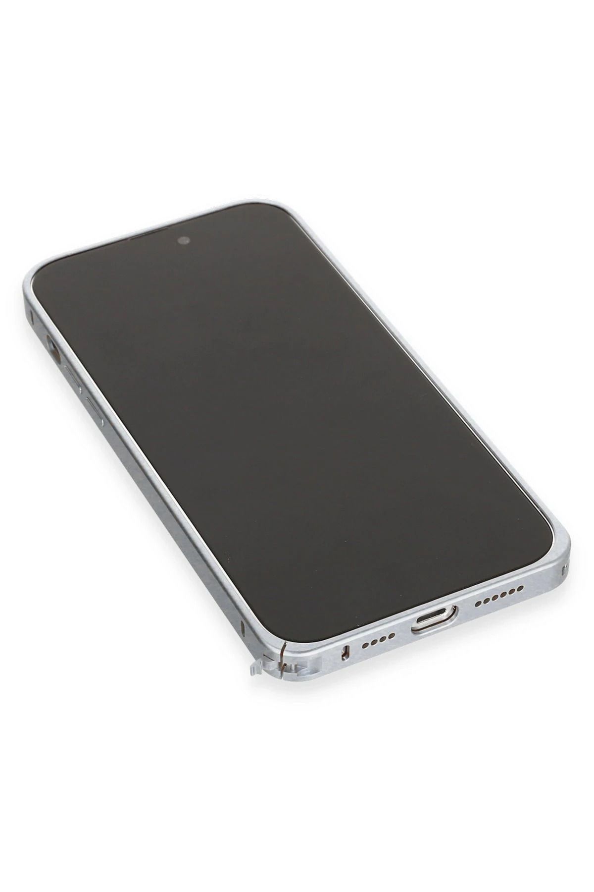 Joko iPhone 15 Pro Max Kılıf Metal Bumper Magneticsafe Kapak - Gri NRMSA