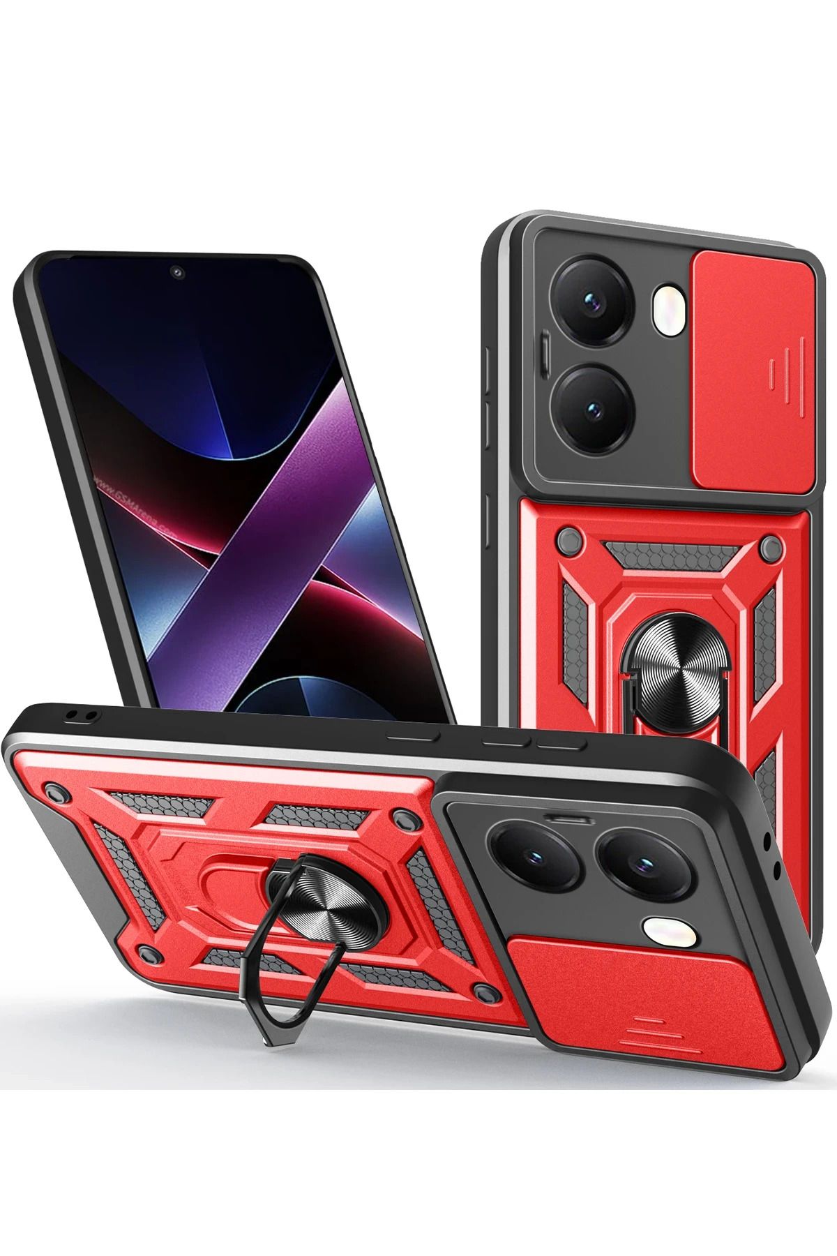 Coolacs Xiaomi Poco X7 Pro ile Uyumlu Kılıf Magnetik Standlı Kamera Korumalı Sürgülü Kapak