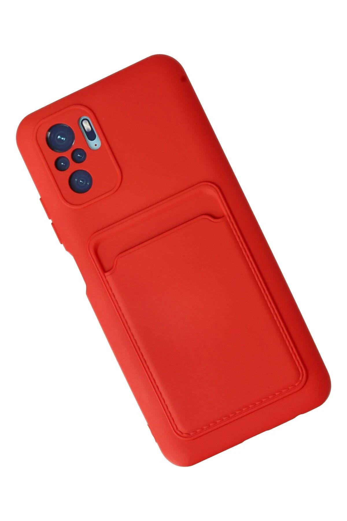 NewFace Xiaomi Redmi Note 10S Kılıf Kelvin Kartvizitli Silikon - Kırmızı NRMSA
