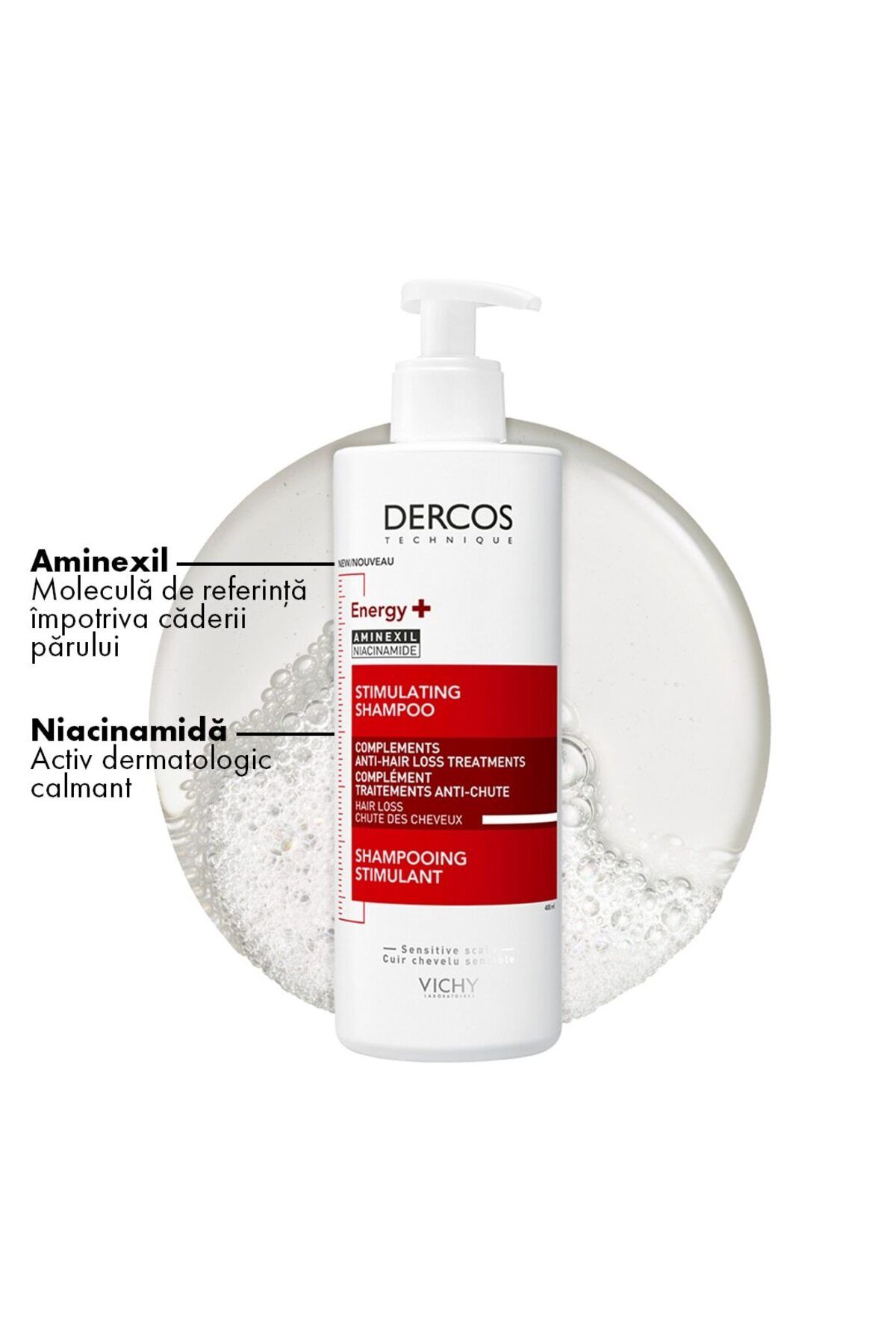 Vichy-Sampon energizant Vichy Dercos Energy impotriva caderii parului cu aminexil 6