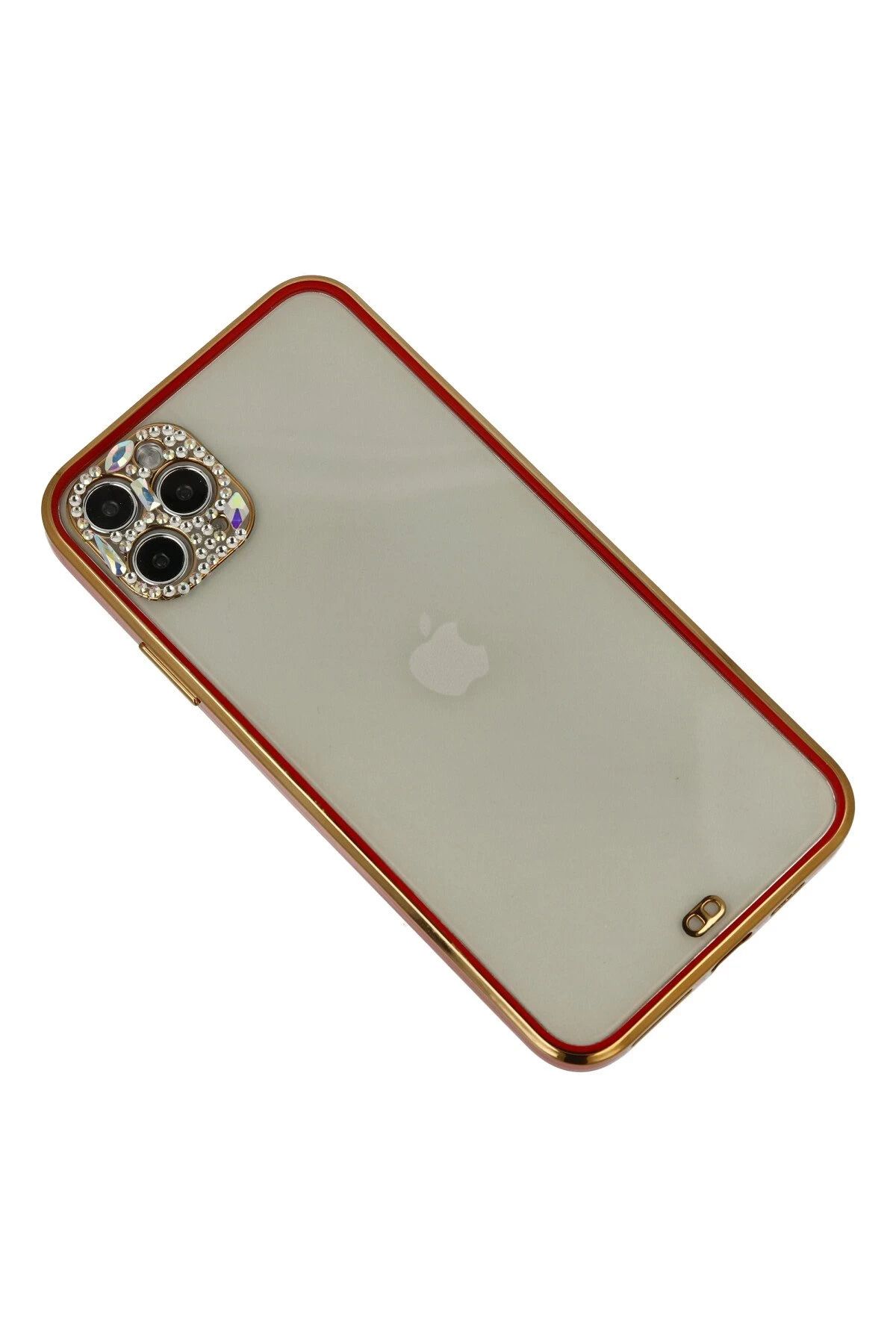 NewFace iPhone 11 Pro Uyumlu Kılıf Liva Taşlı Silikon - Kırmızı SVLRS