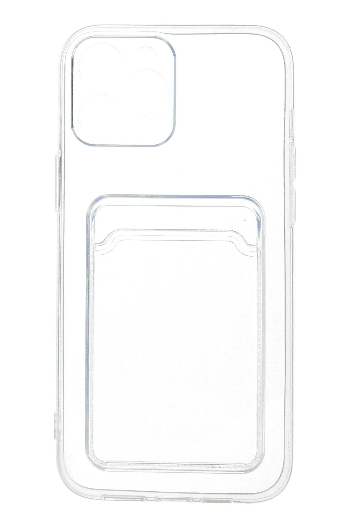 NewFace iPhone 12 Pro Max Kılıf Kart Şeffaf Silikon - Şeffaf NRMSA