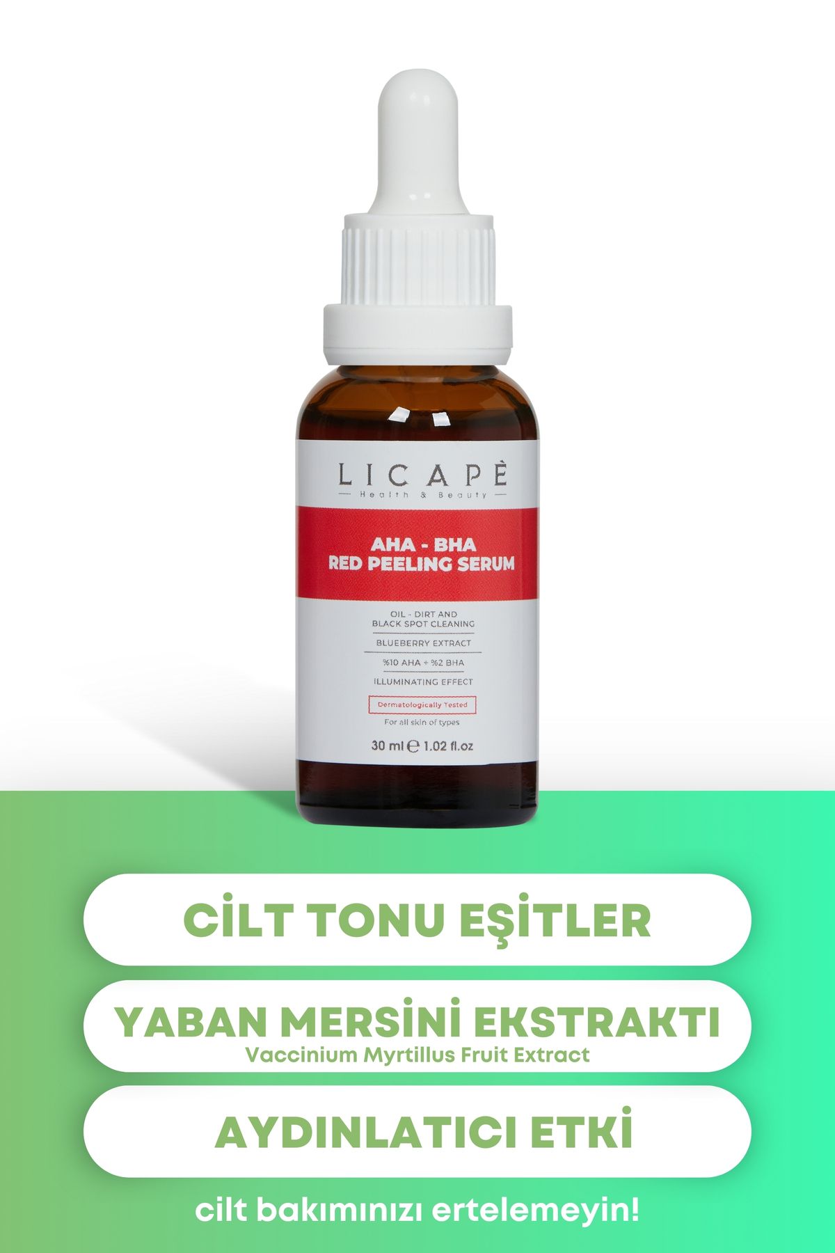 سرم پوست احیای 10 ٪ AHA 2 لایه برداری قرمز BHA Licape