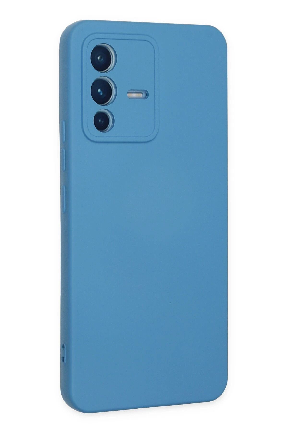 NewFace Vivo V23 5G Uyumlu Kılıf Nano içi Kadife Silikon - Mavi SVLRS