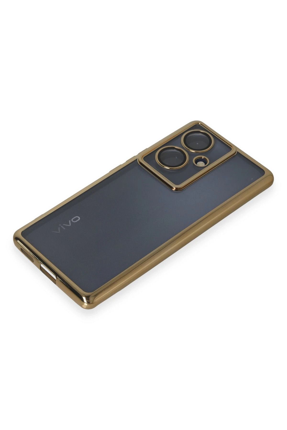 NewFace Vivo V29 Lite Kılıf Lensli Silikon - Gold GLSTD