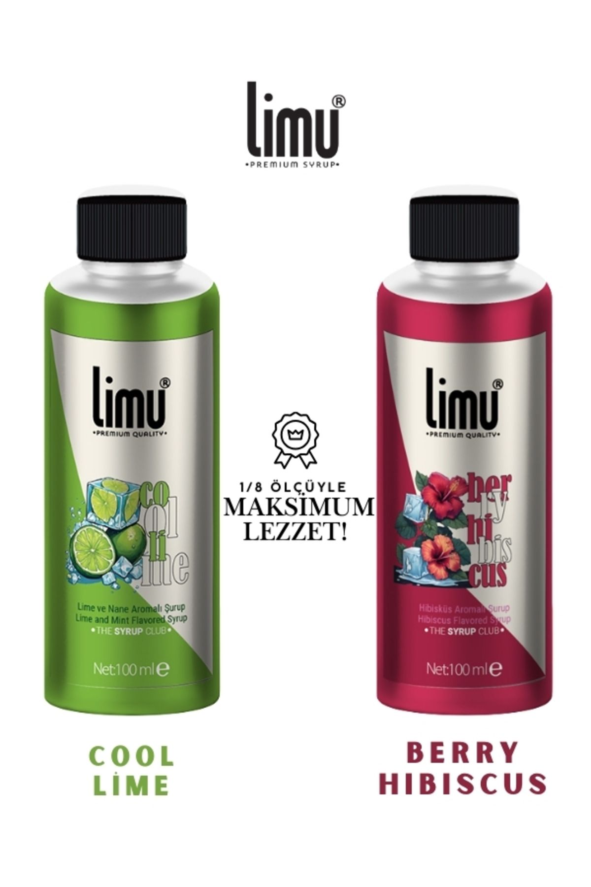 limu Cool Lime ve Berry Hibiscus Aromalı Şurup Yüksek Aromalı Deneme Seti 2x100 ml