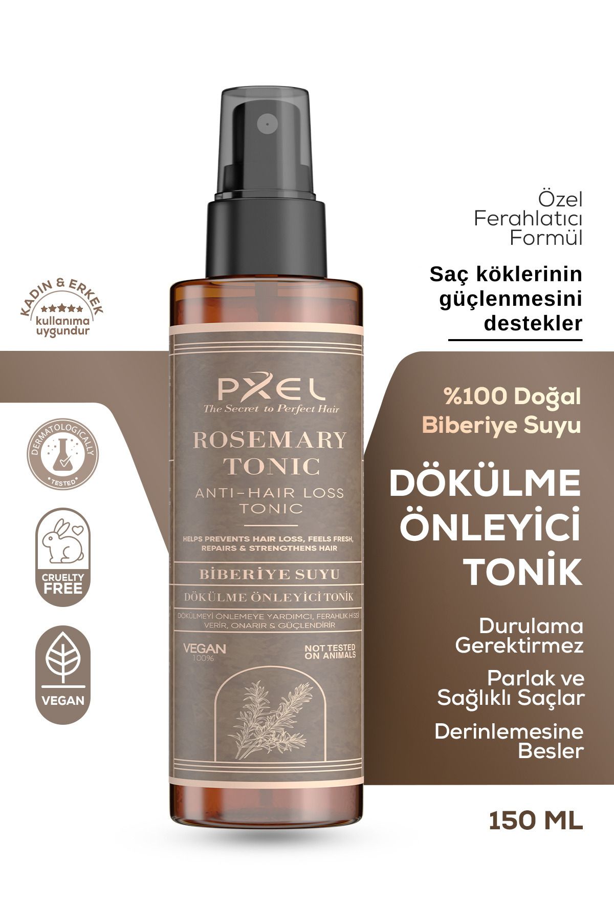Dökülme Önleyici Biberiye Saç Bakım Toniği 150 ML | Zayıflayan İncelen ve Dökülen Saçlar