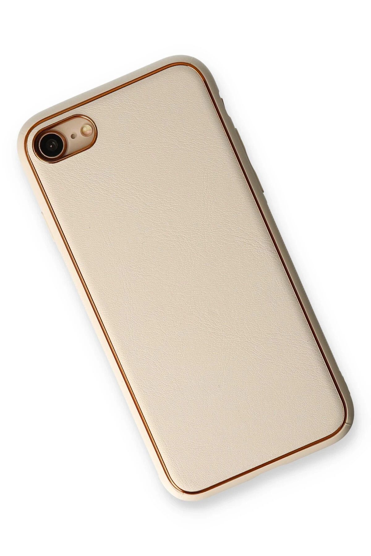 NewFace iPhone 7 Kılıf Coco Deri Silikon Kapak - Gold WLZOR