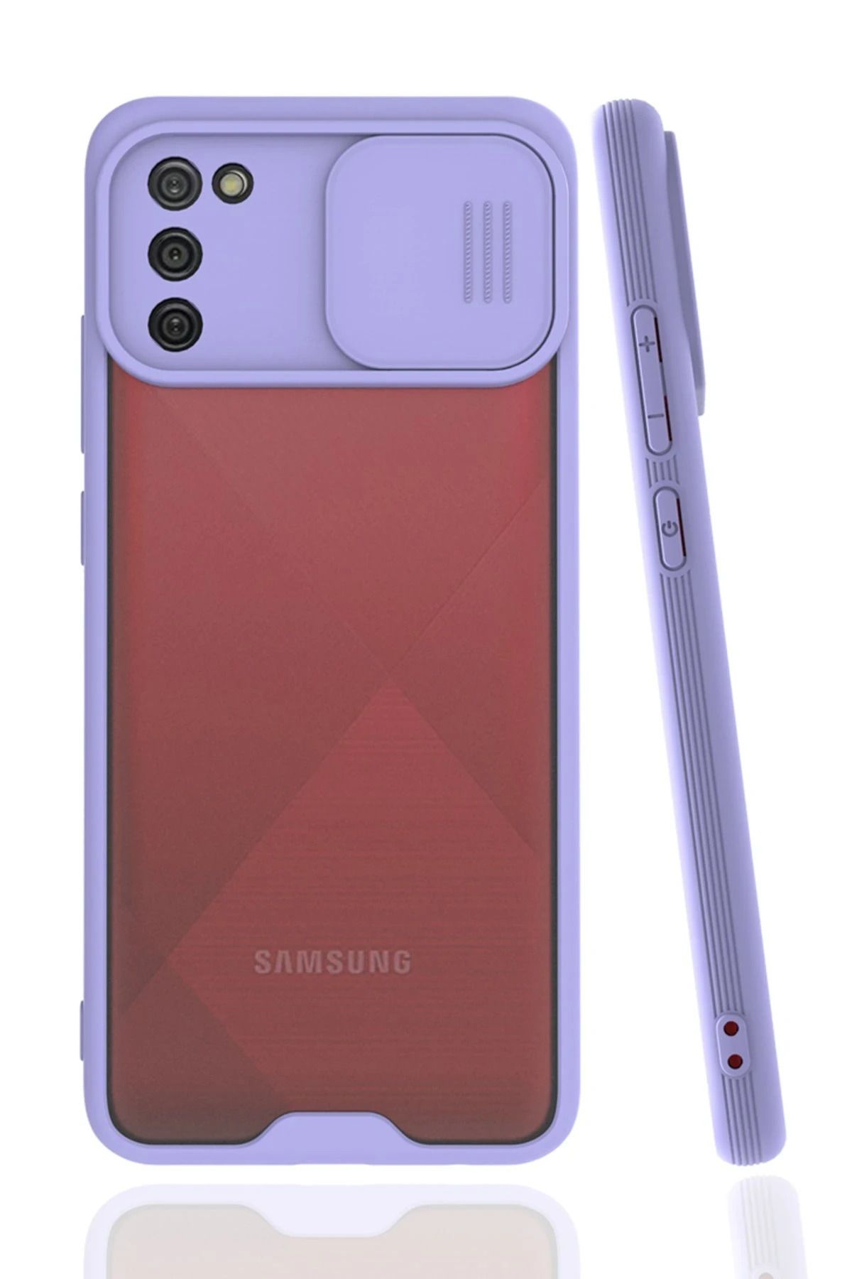 NewFace Samsung Galaxy A02S Kılıf Platin Kamera Koruma Silikon - Lila SVLRS