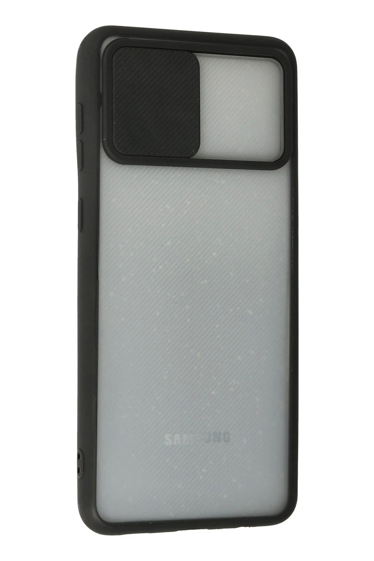 NewFace Samsung Galaxy A02 Kılıf Palm Buzlu Kamera Sürgülü Silikon - Siyah GLSTD