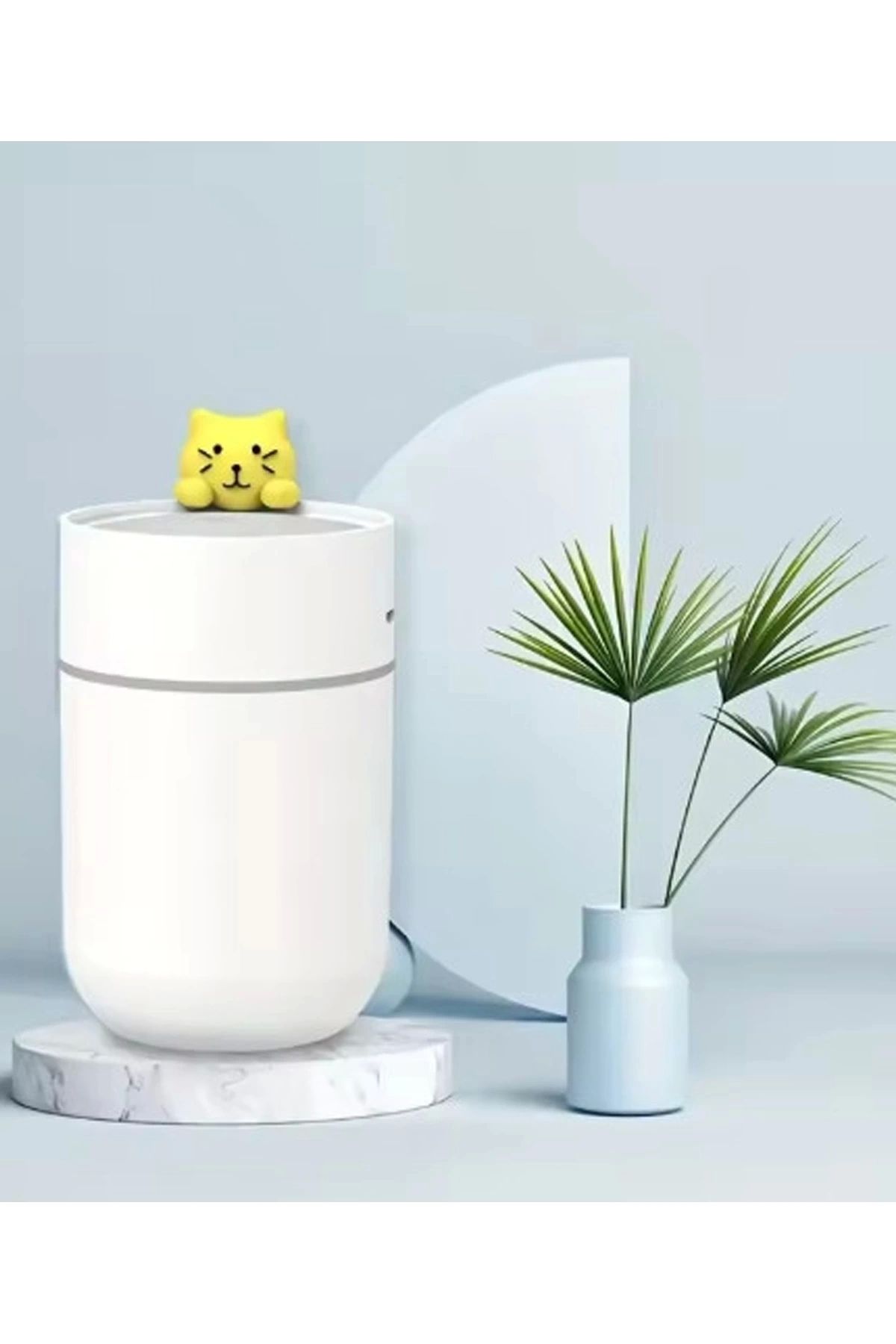 YNT İthalat Kedi Karikatürlü Masaüstü Işıklı Hava Nemlendirici Usb Destekli Beyaz