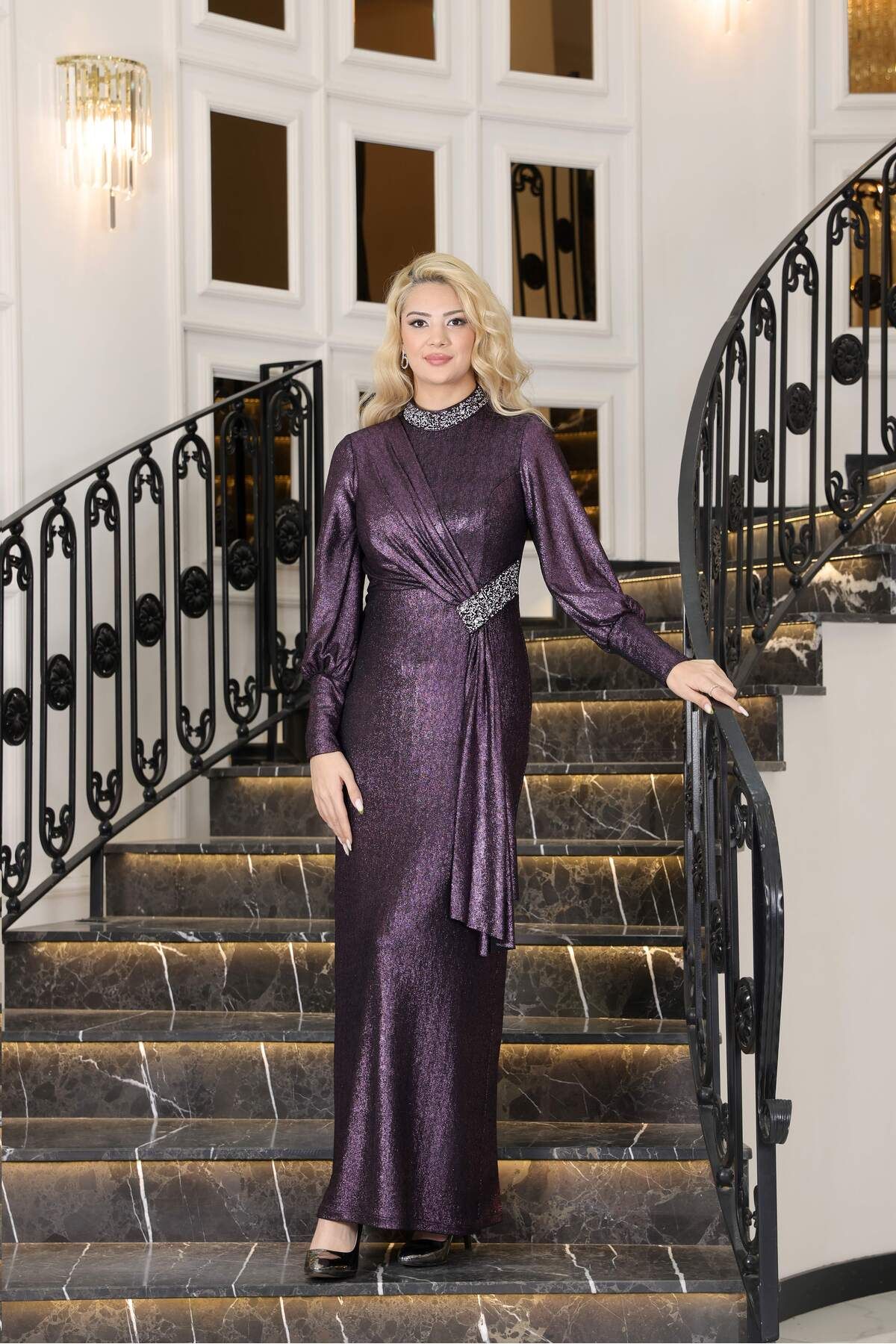 Prive Açelya Sarkaçlı Taşlı Abiye