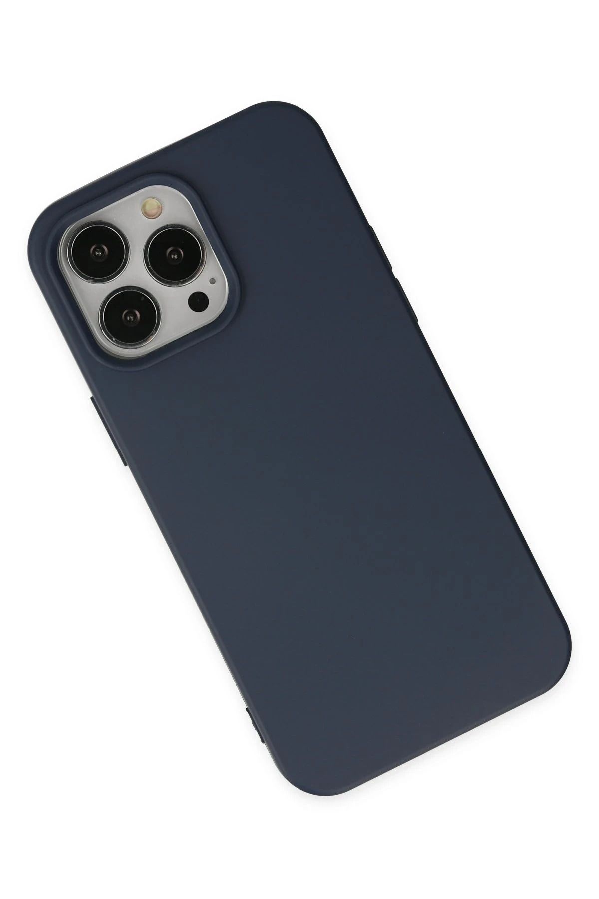 NewFace iPhone 15 Pro uyumlu Kılıf Nano içi Kadife Silikon - Lacivert
