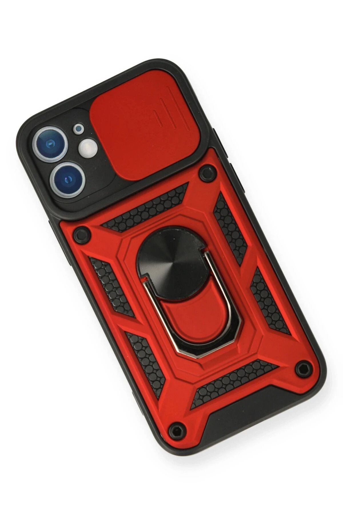 NewFace iPhone 11 Kılıf Pars Lens Yüzüklü Silikon - Kırmızı GLSTD