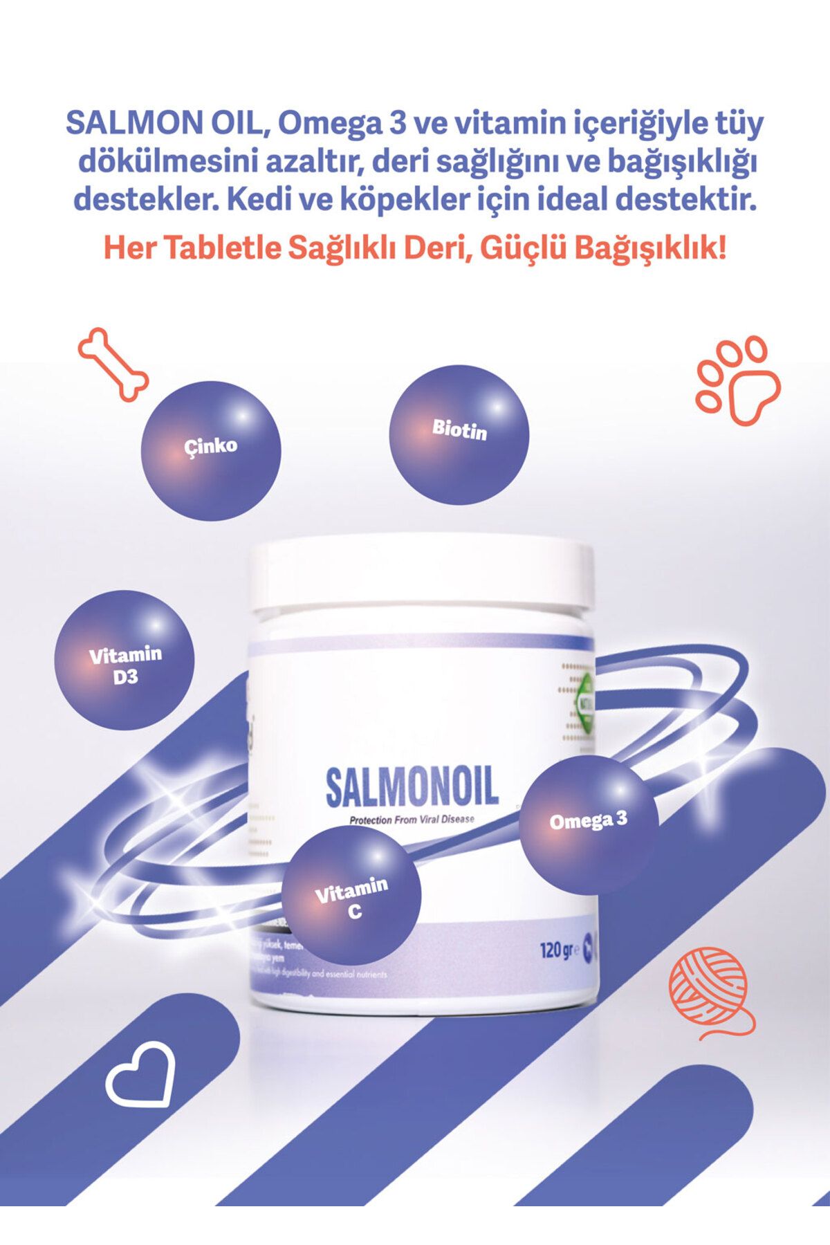 vsd SALMONOIL 120g Chew Tablet Köpekler için Omega-3 Desteği