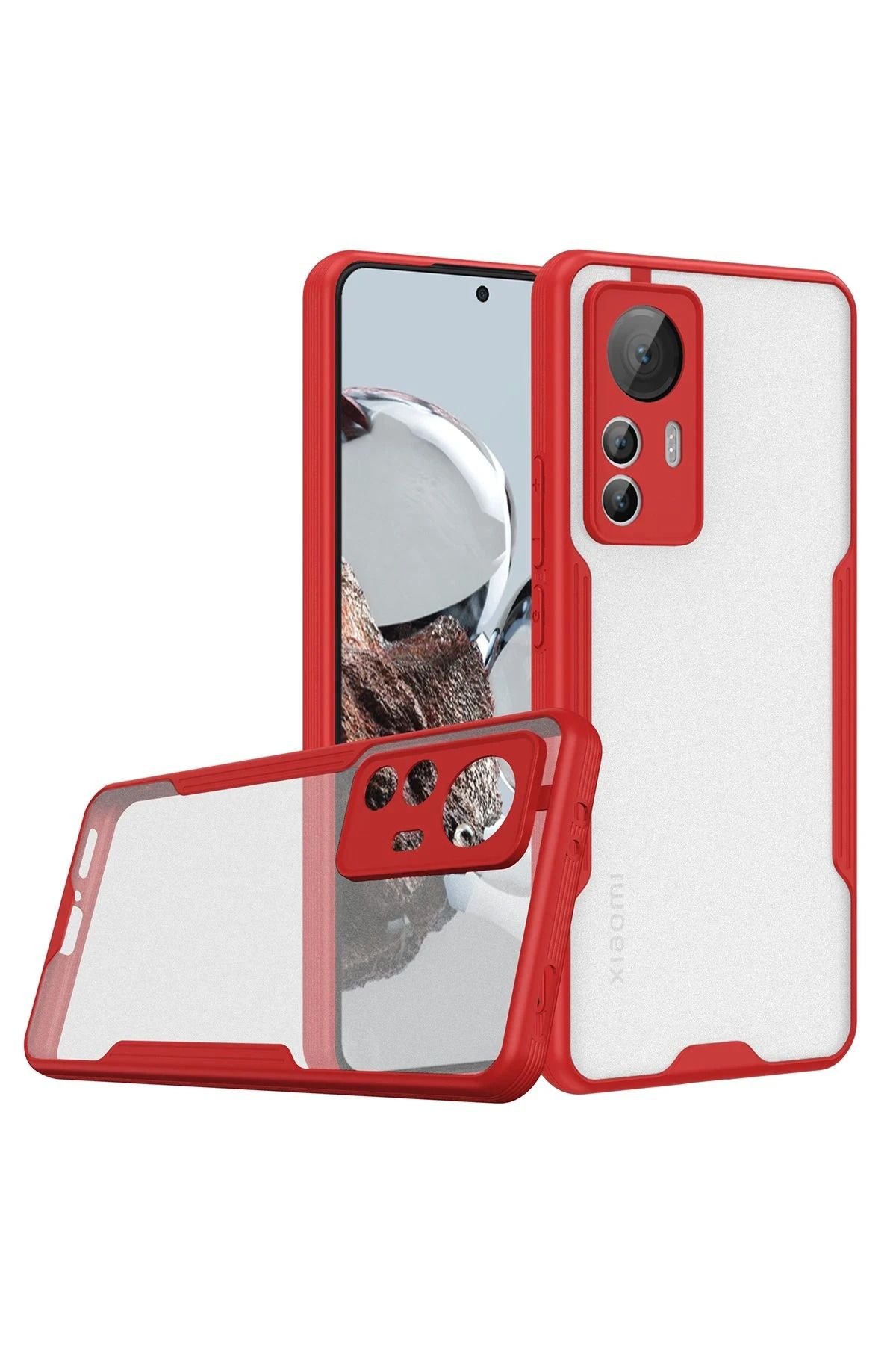 NewFace Xiaomi Mi 12T Kılıf Platin Silikon - Kırmızı SVLRS