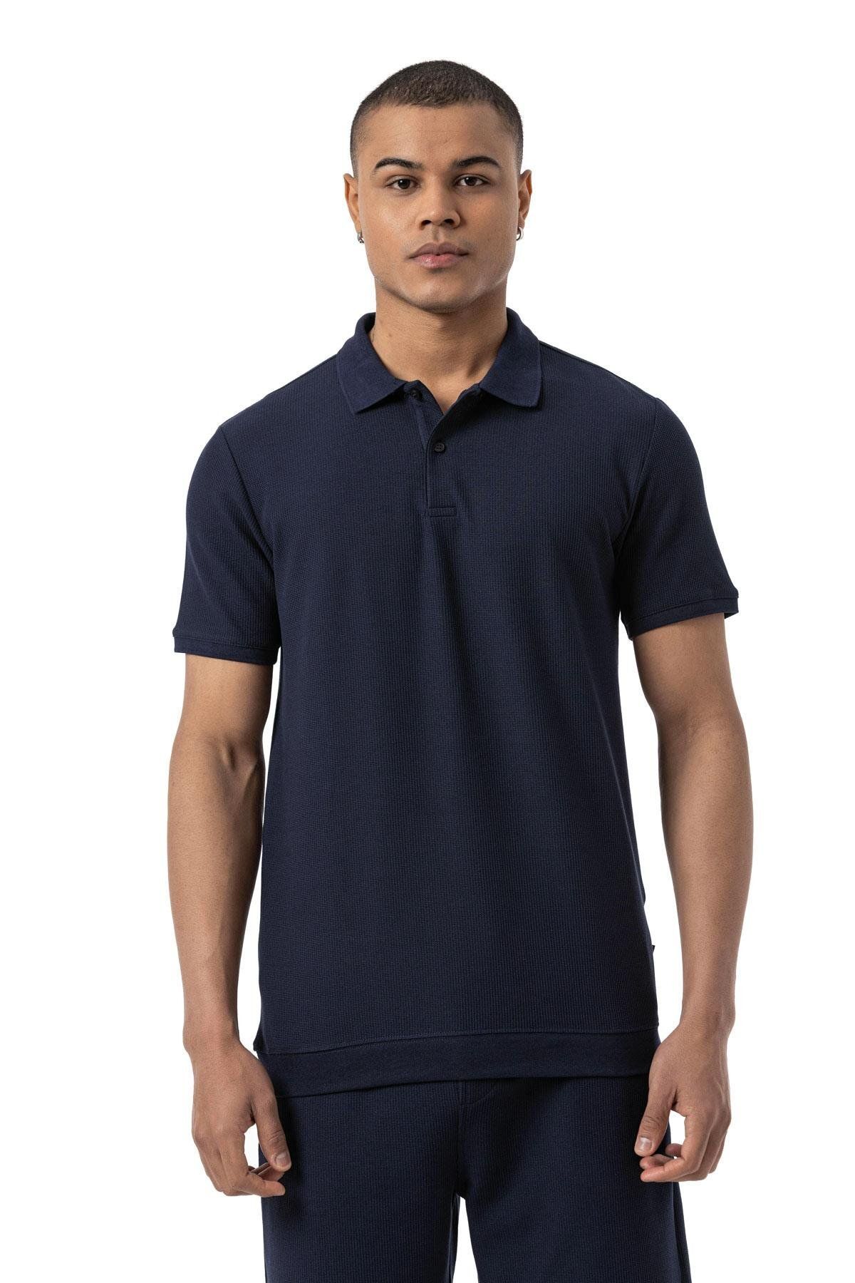 rugatchi Büyük Beden Waffle Polo T-Shirt