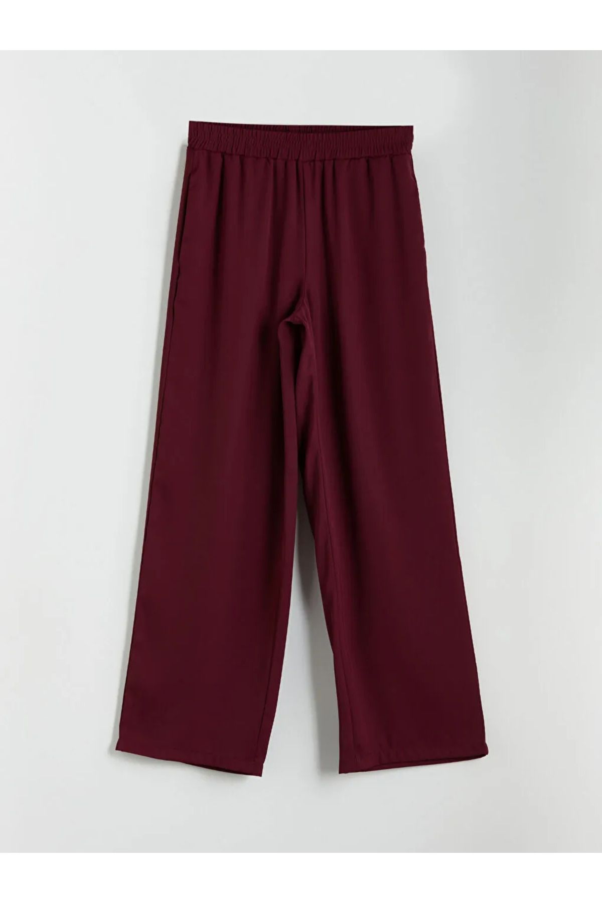 LC Waikiki LCW Modest Bordo Beli Lastikli Geniş Paça Kadın Pantolon