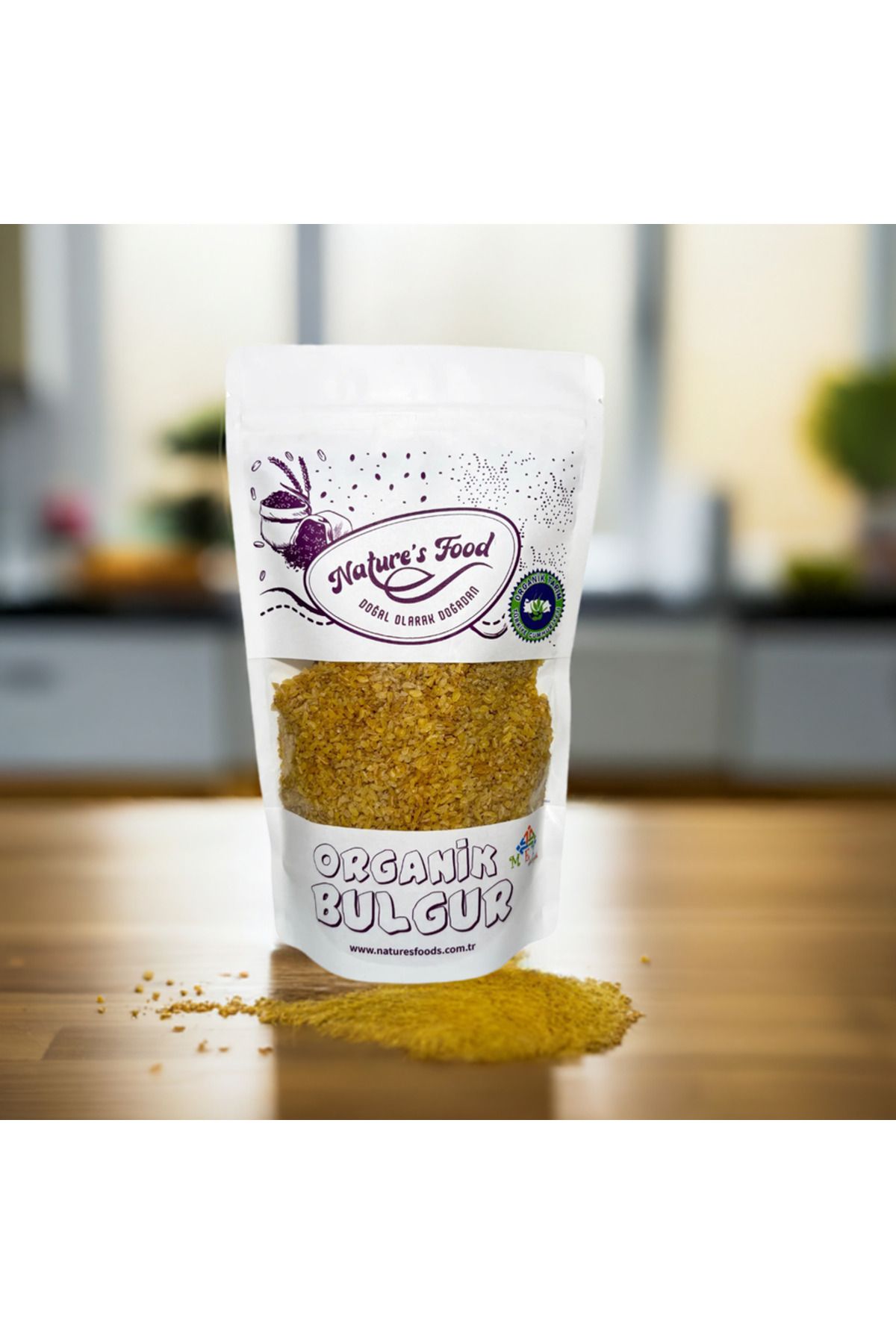 NATURES FOOD Organik Sertifikalı Bulgur 500gr Pestisit Analizli Organik Sertifikalı