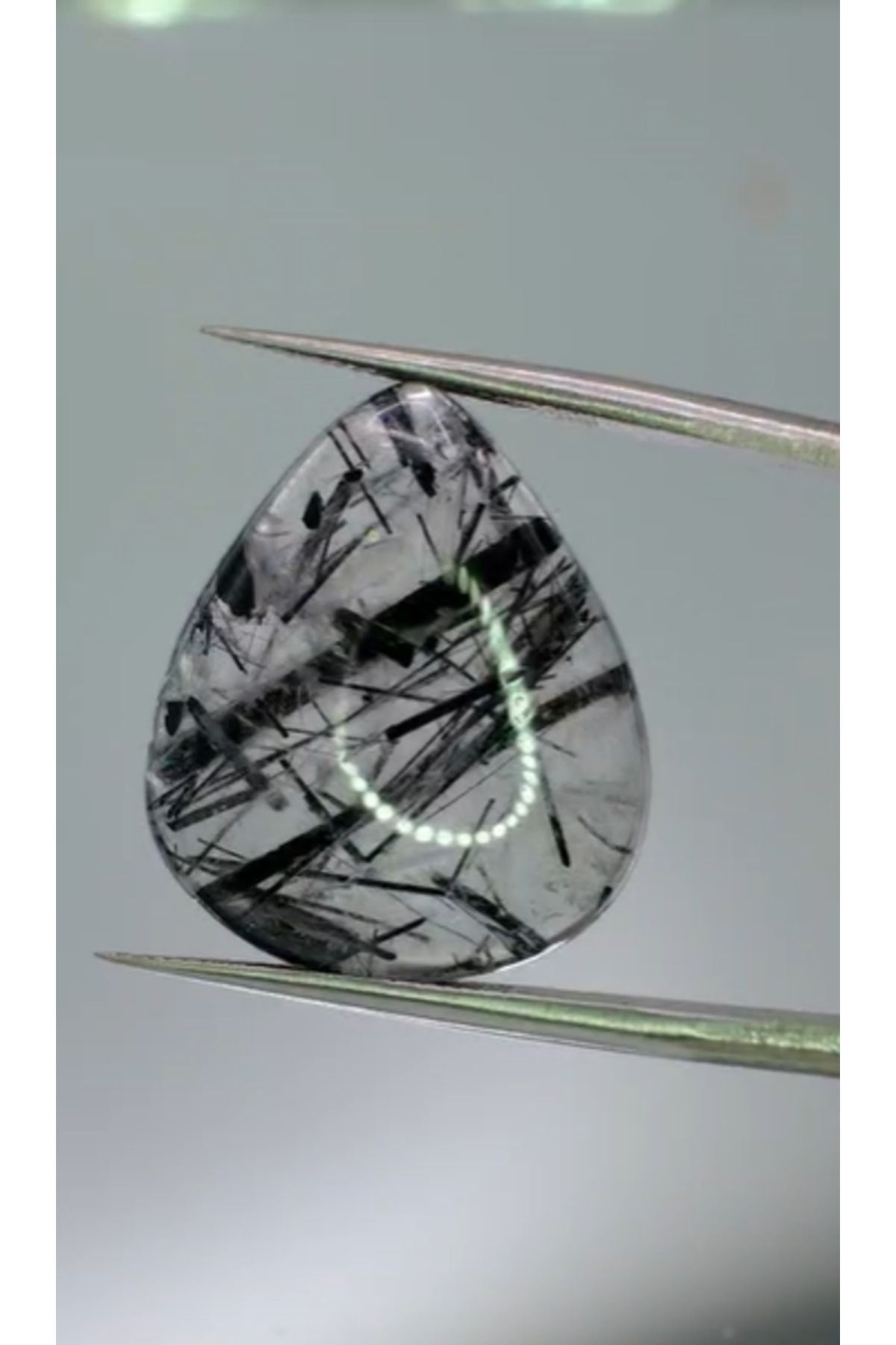 Aries 18.40ct 22.4x19mm Pear Natural Black Rutilated Quartz