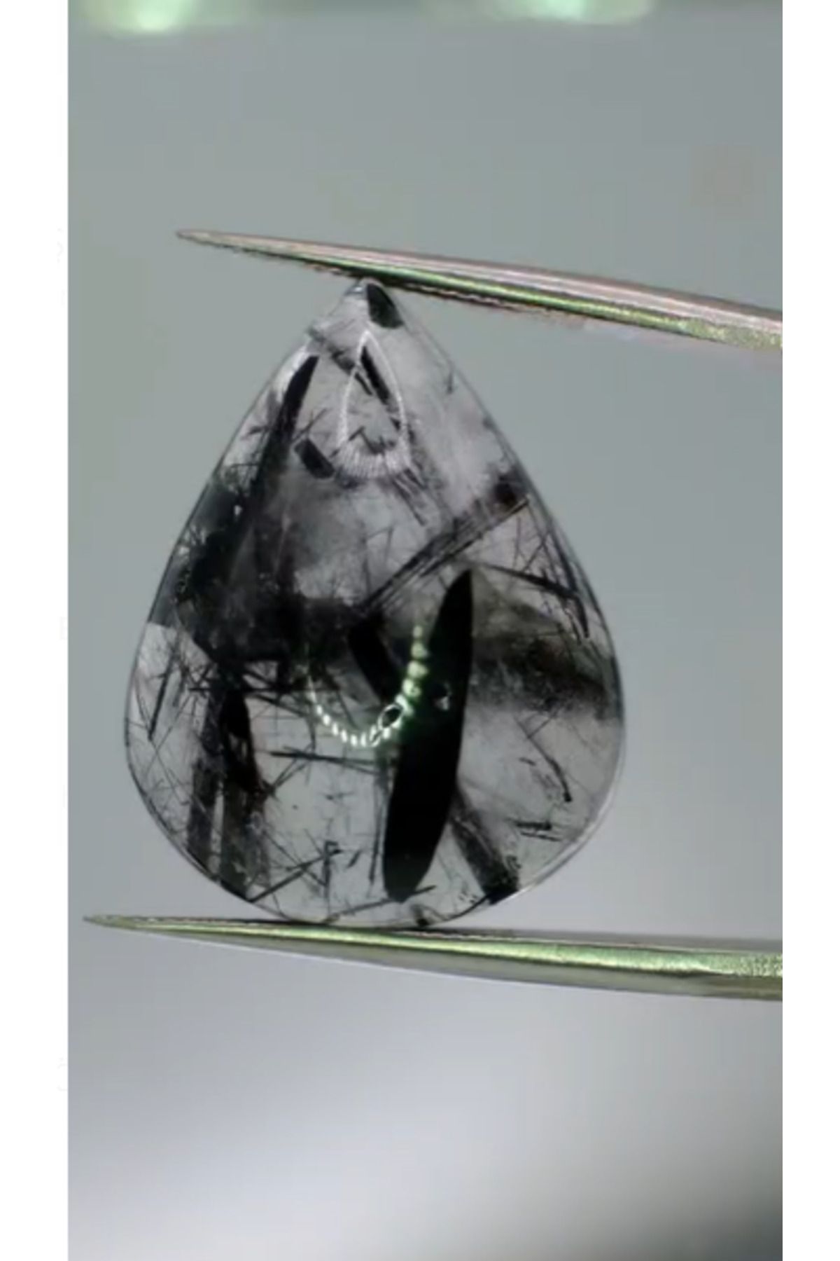 Aries 20.60ct 24.1x18.5mm Pear Natural Black Rutilated Quartz