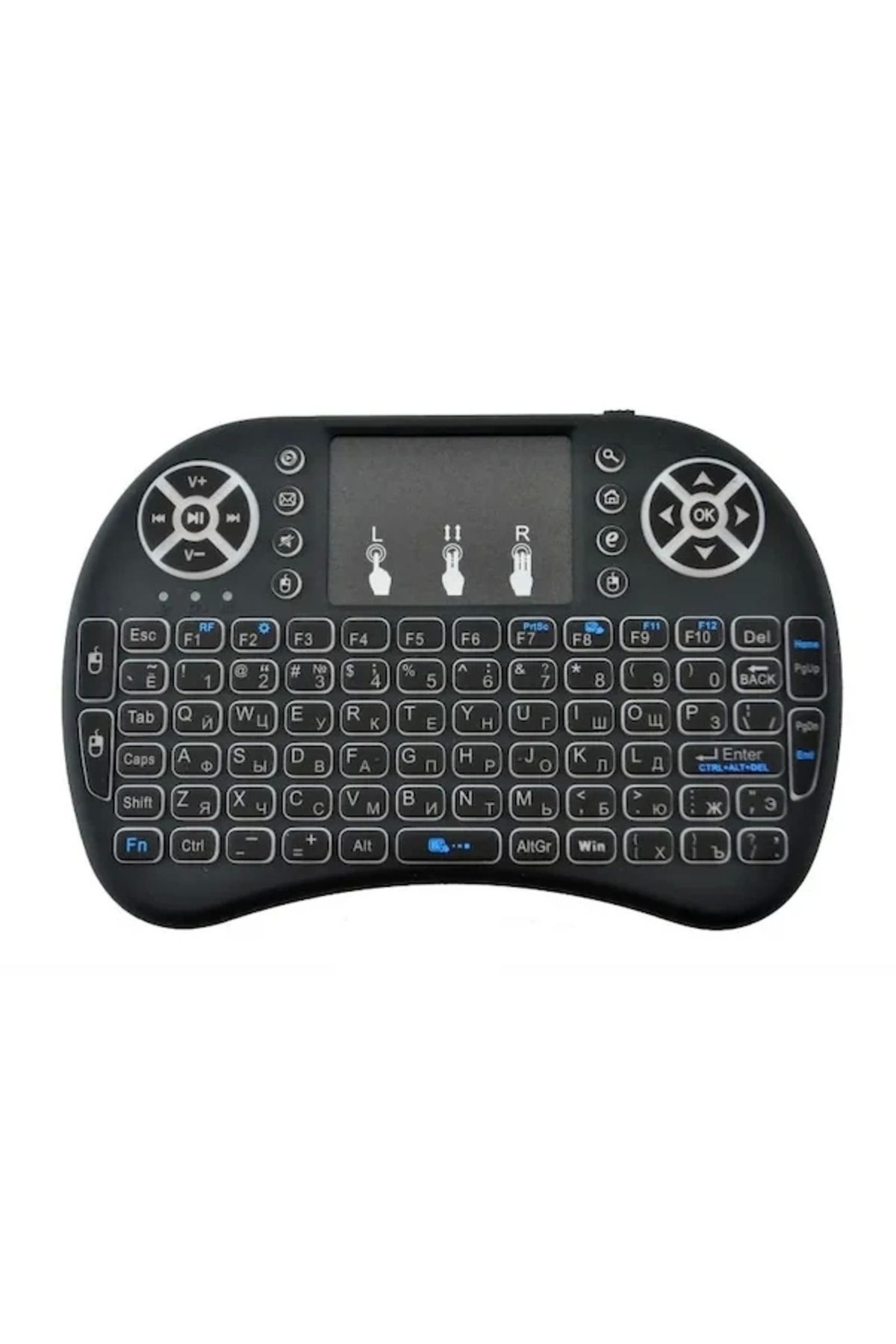 YNT İthalat Smart Tv Box Ps3 Uyumlu Kablosuz Dokunmatik Işıklı Şarjlı Touchpadli Mini Q Klavye