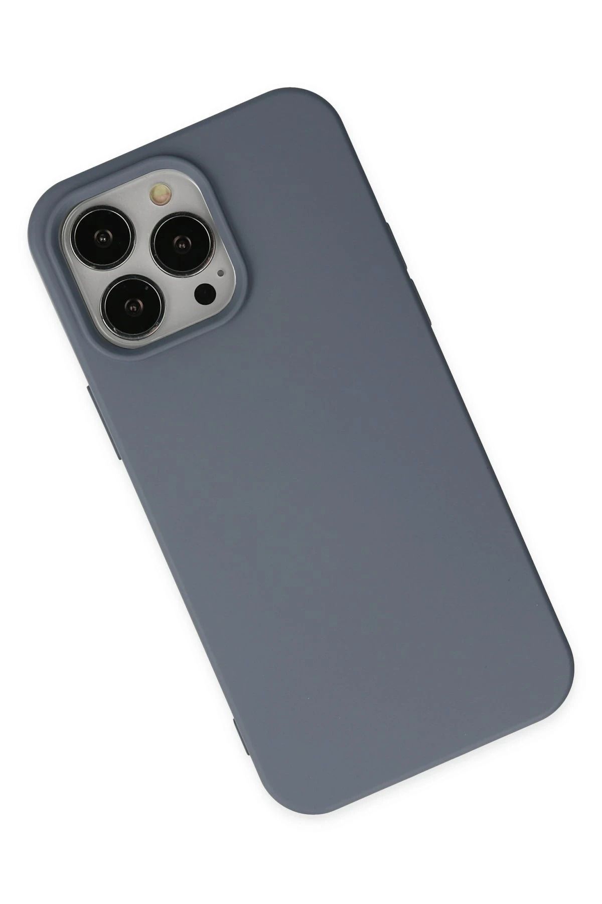 NewFace iPhone 15 Pro Max Kılıf Nano içi Kadife Silikon - Gri