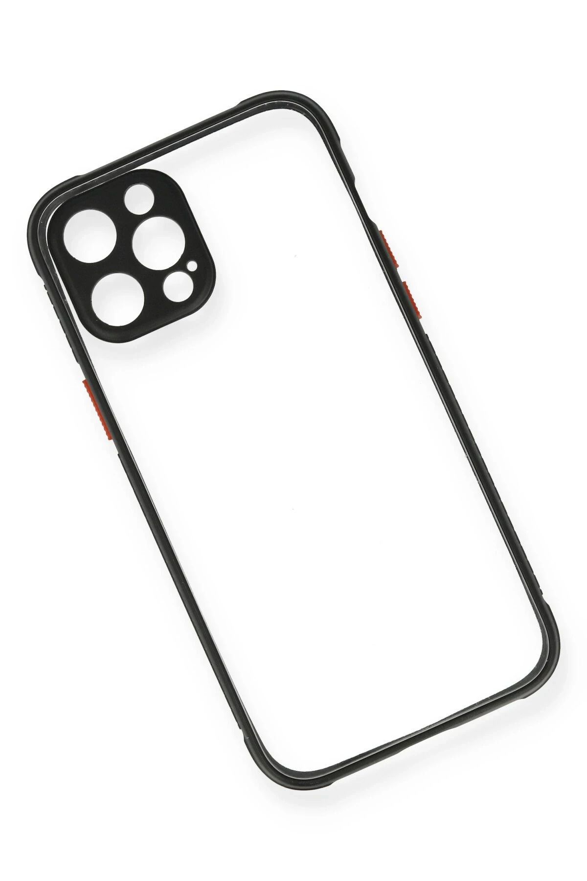 NewFace iPhone 12 Kılıf Miami Şeffaf Silikon - Siyah GLSTD