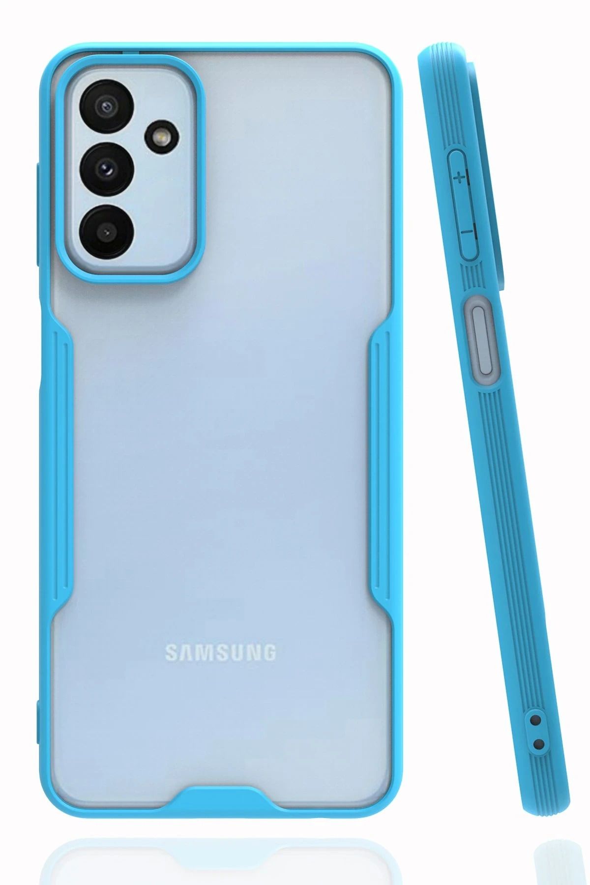 NewFace Samsung Galaxy M23 Kılıf Platin Silikon - Mavi GLSTD