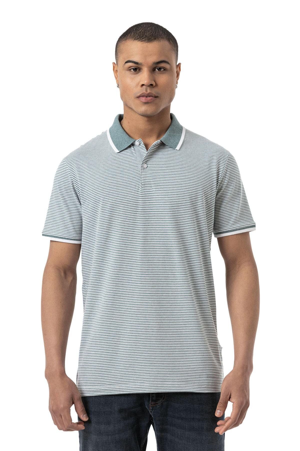 rugatchi Büyük Beden Yatay Çizgili Polo T-Shirt