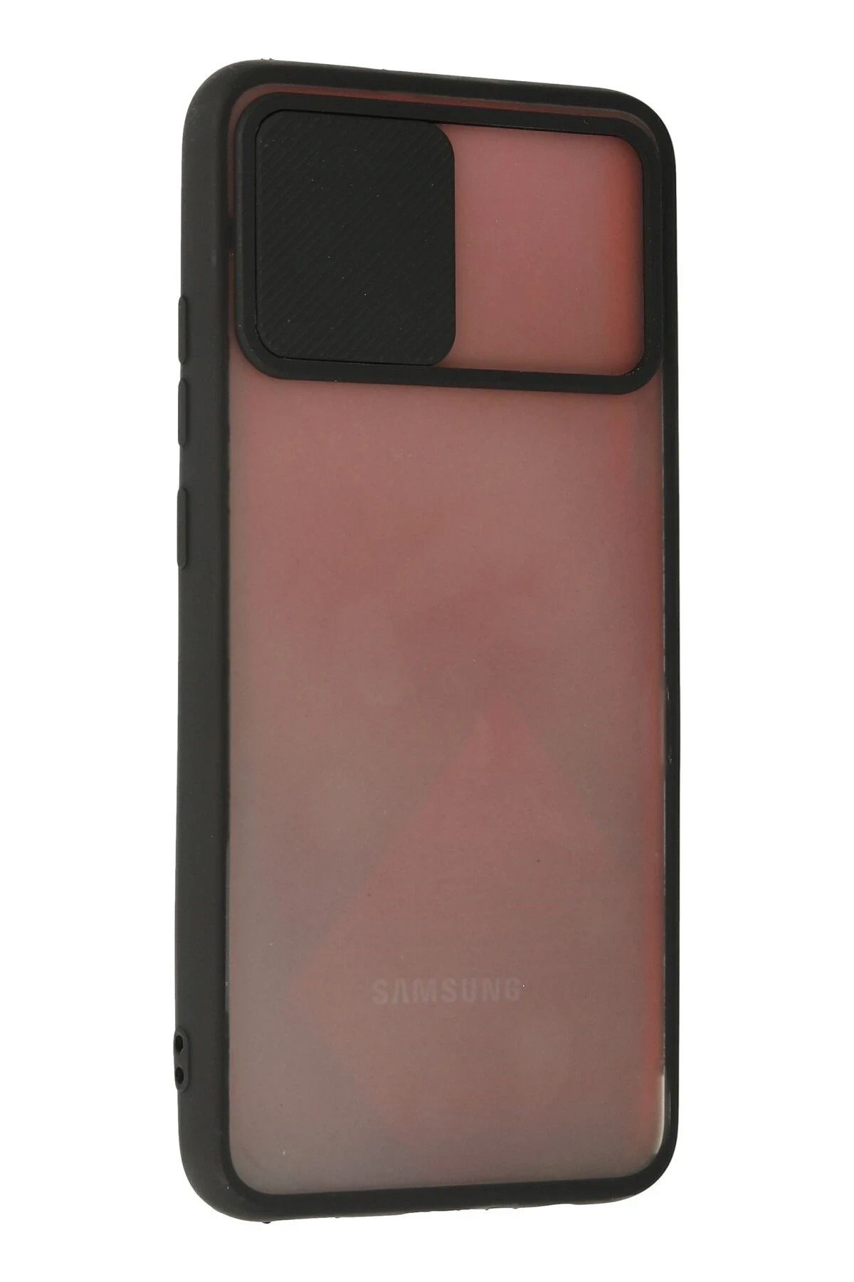 NewFace Samsung Galaxy A02S Kılıf Palm Buzlu Kamera Sürgülü Silikon - Siyah GLSTD
