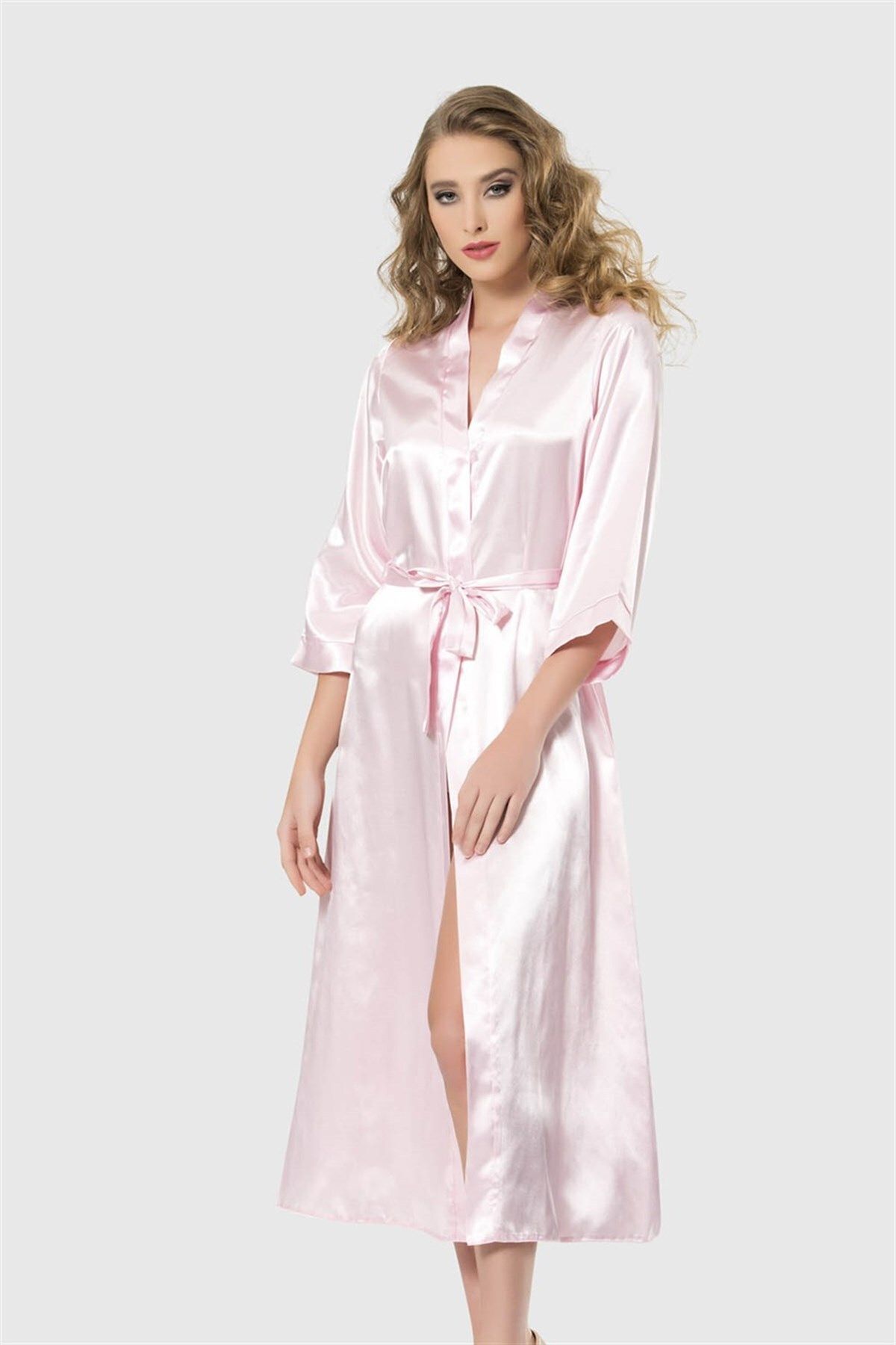 Shop58 Hediye Cantam Pembe Uzun Saten Sabahlık