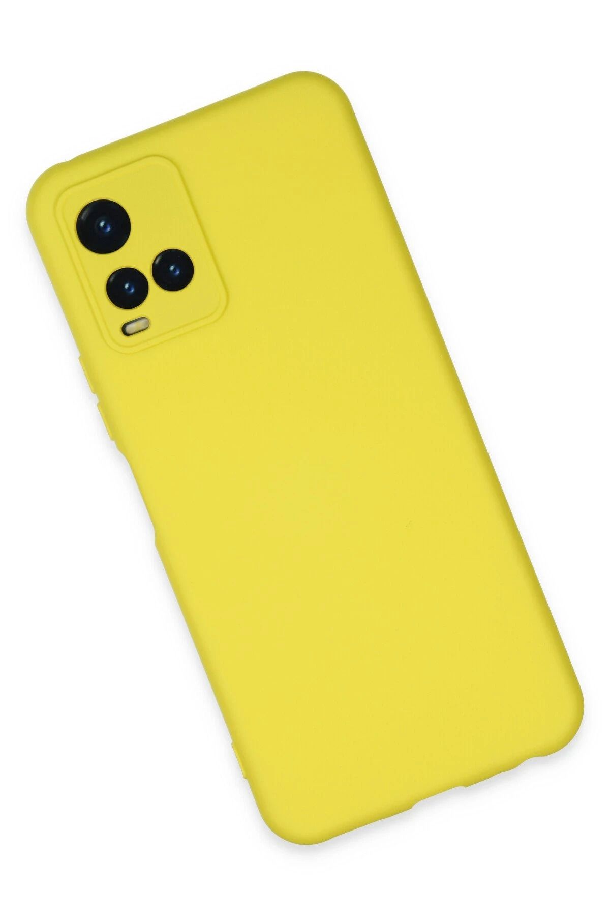 NewFace Vivo Y21S uyumlu Kılıf Nano içi Kadife Silikon - Sarı GLSTD