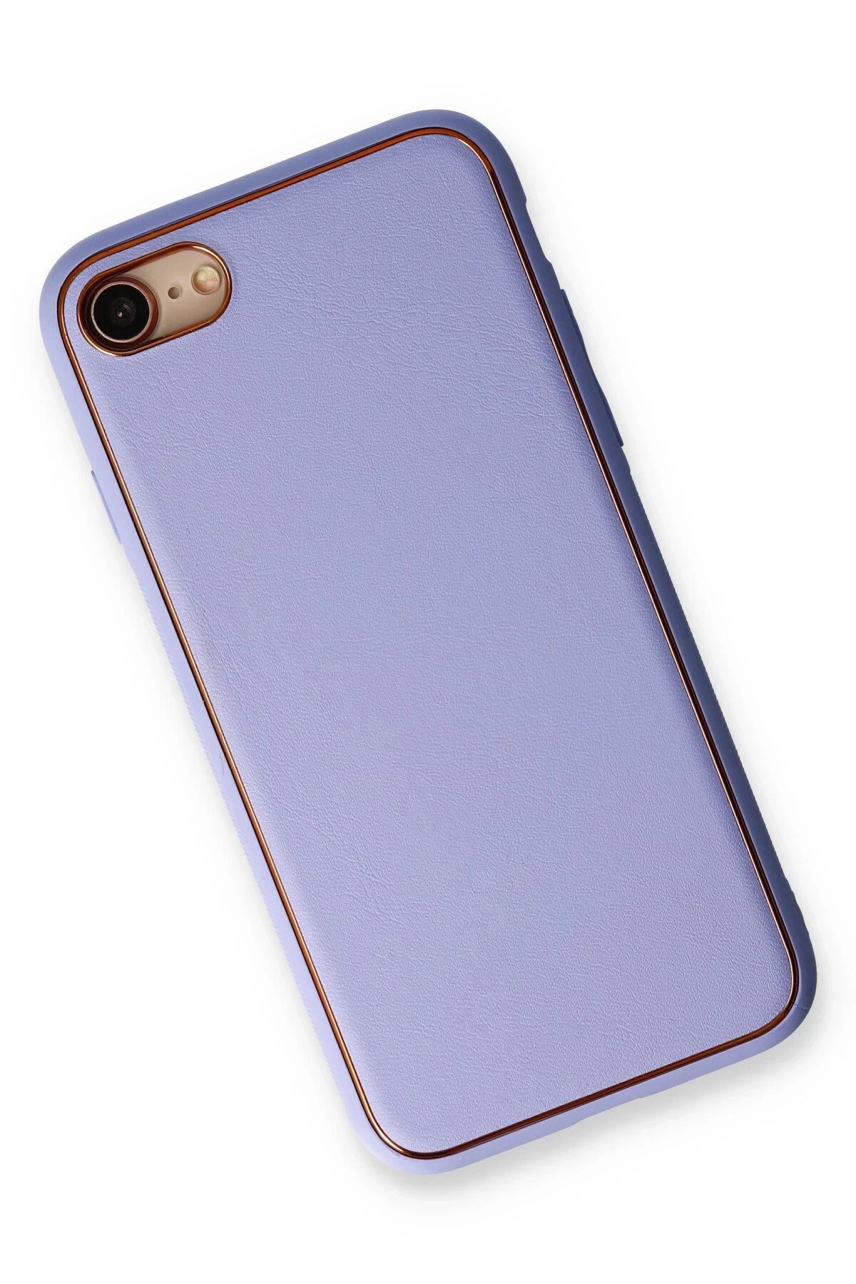 NewFace iPhone 7 Kılıf Coco Deri Silikon Kapak - Açık Lila GLSTD