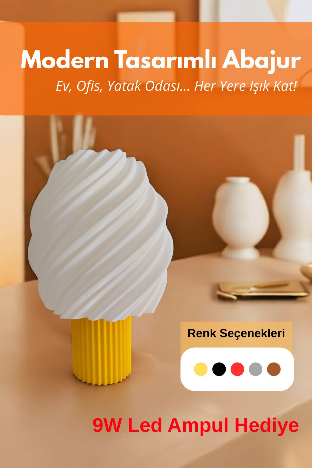 JoyShine Modern Dekoratif Abajur, Şık Masa Lambası, Yatak Odası, Salon ve Ofis Aydınlatması