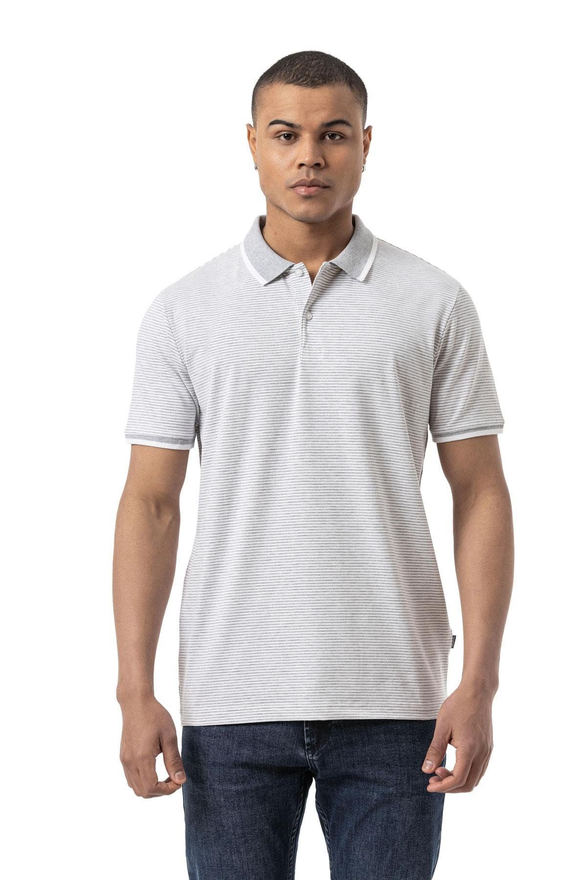 rugatchi Büyük Beden Yatay Çizgili Polo T-Shirt