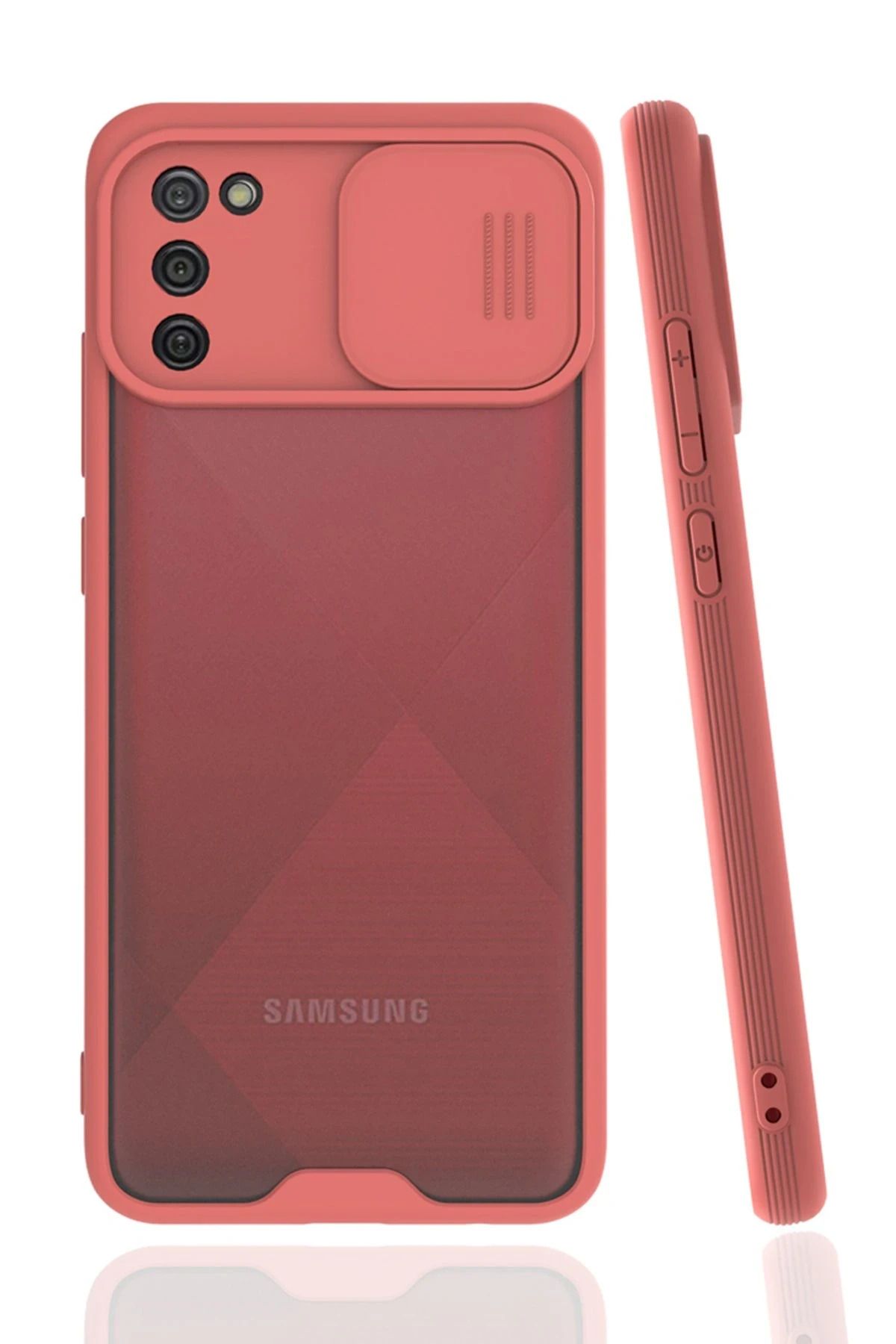 NewFace Samsung Galaxy A02S Kılıf Platin Kamera Koruma Silikon - Pembe FLKRY