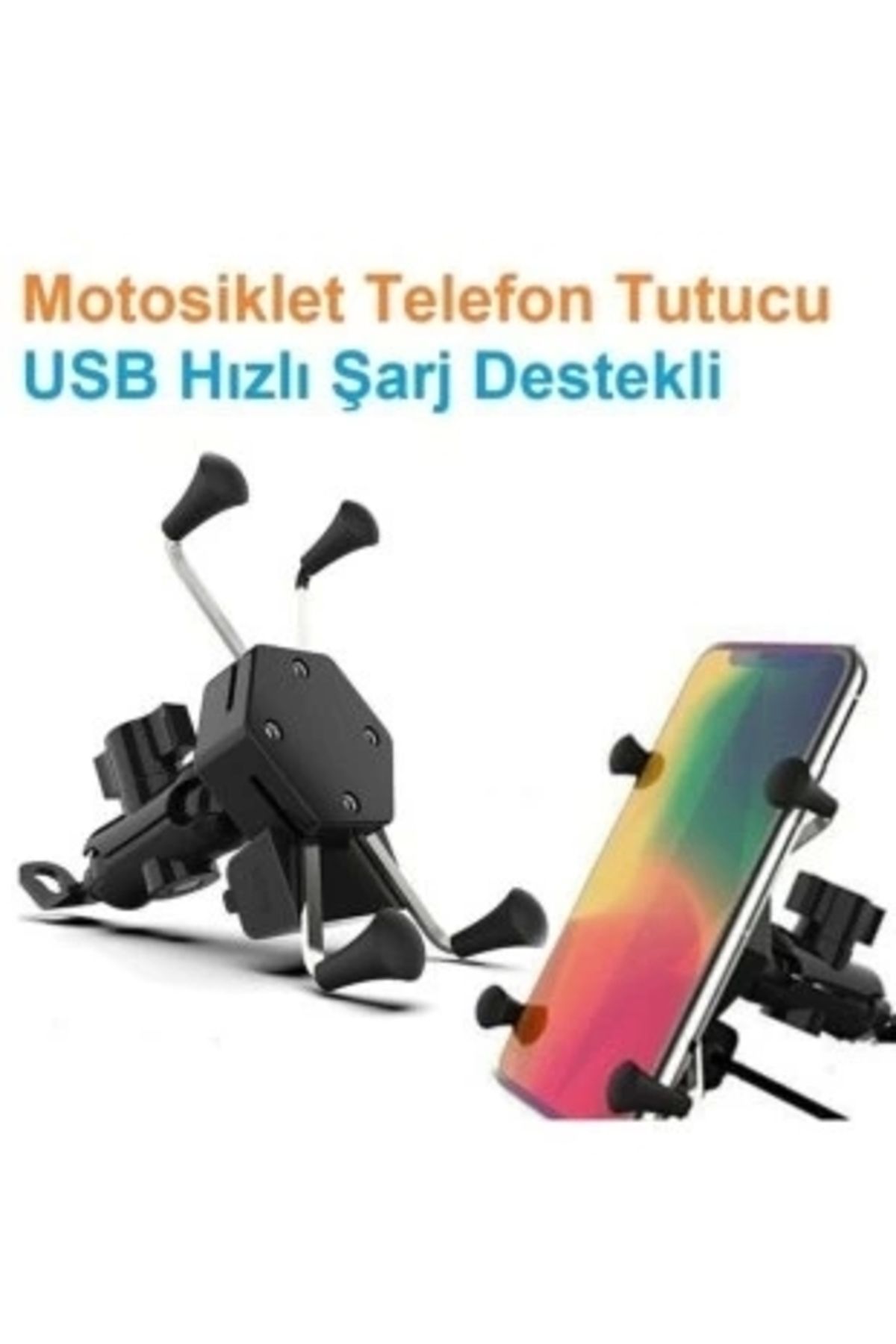 YNT İthalat Usb Şarjlı Ayna Bağlantılı Motosiklet Telefon Tutucu Motor Tutacağı