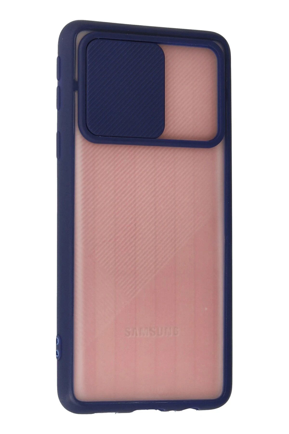 NewFace Samsung Galaxy A01 Core Kılıf Palm Buzlu Kamera Sürgülü Silikon - Lacivert SVLRS