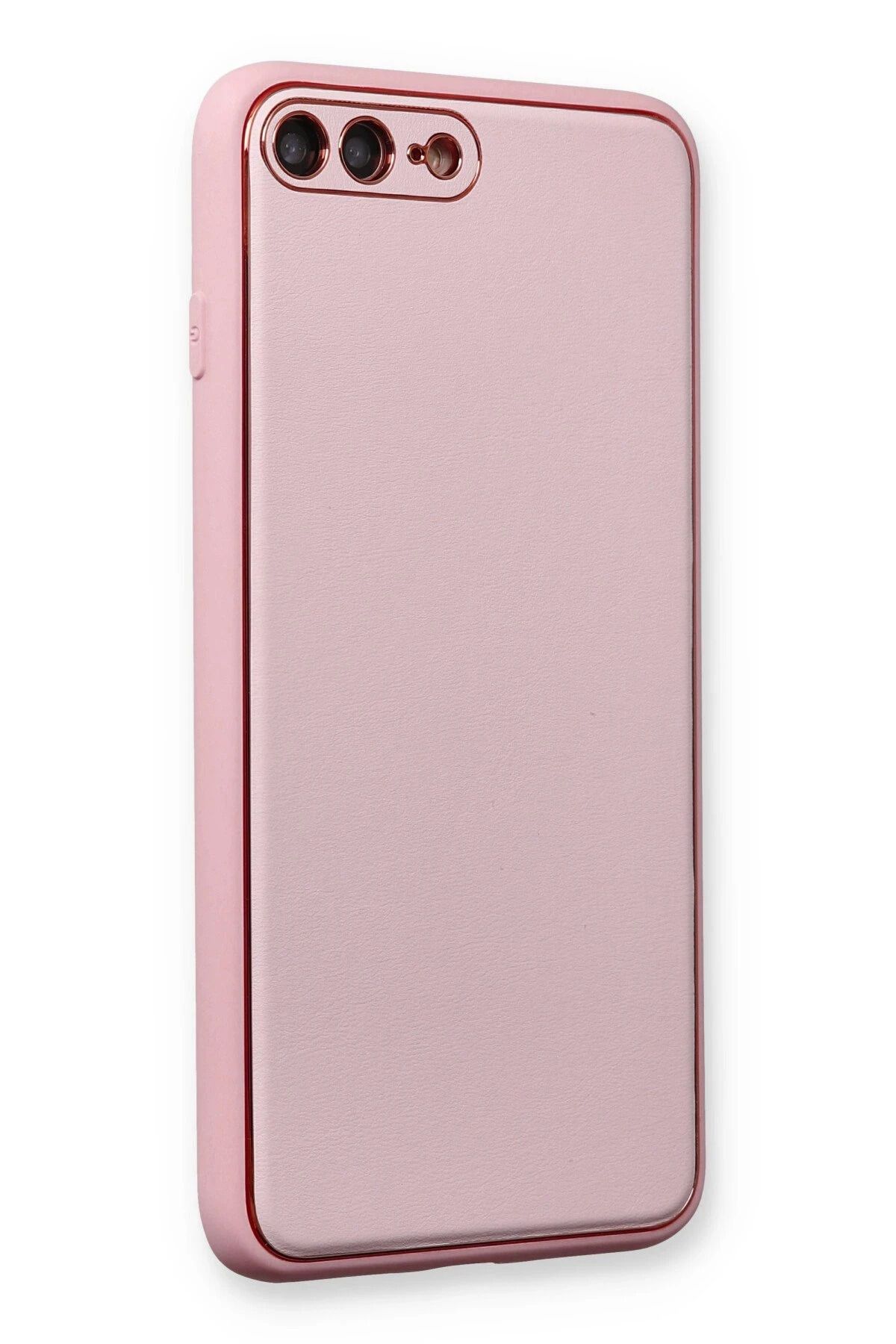 NewFace iPhone 7 Plus Kılıf Coco Deri Silikon Kapak - Pudra SVLRS