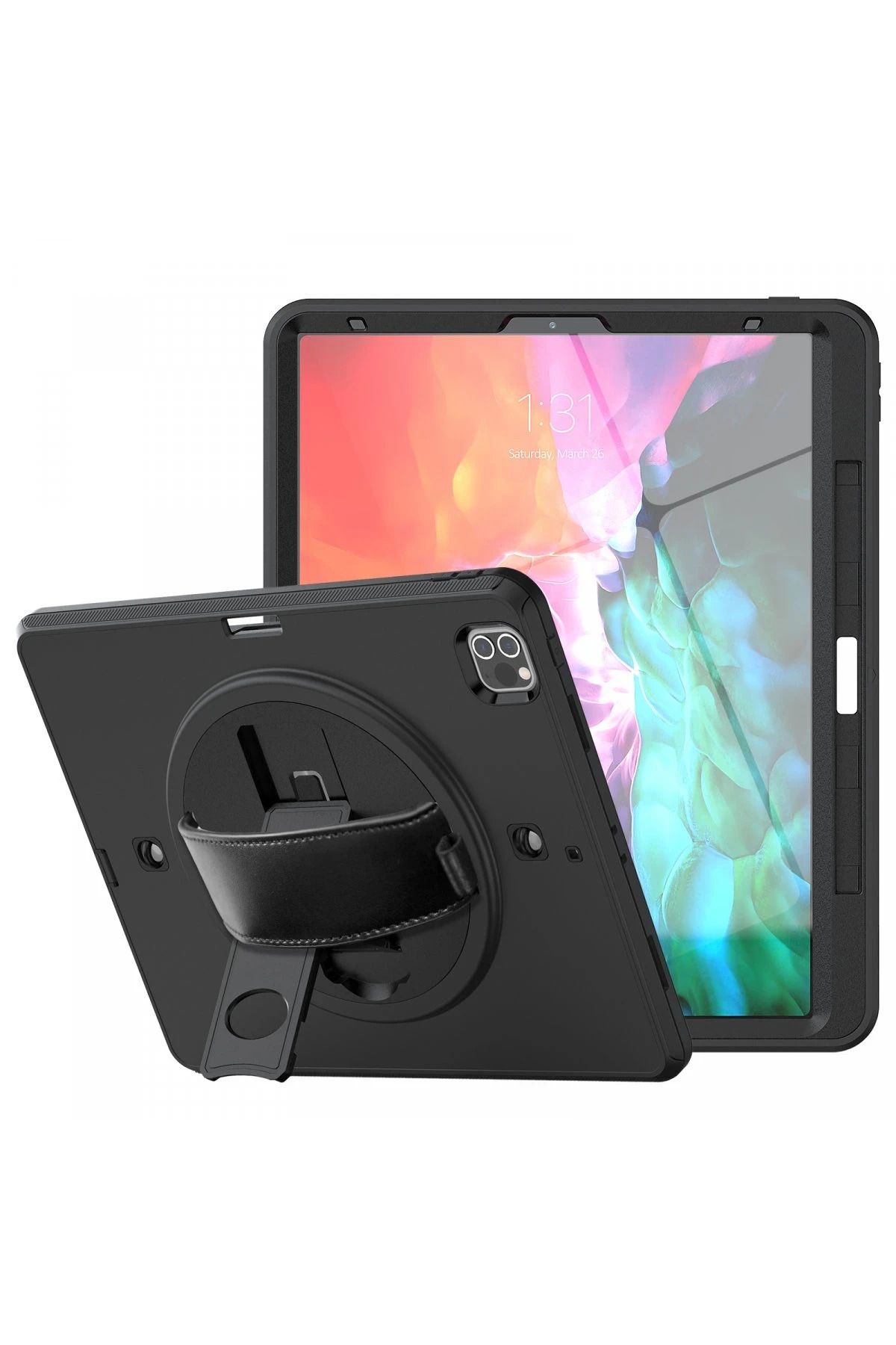 NewFace iPad Pro 12.9 (2021) Kılıf Strap-C Otterbox Tablet Kapak - Siyah WLZOR