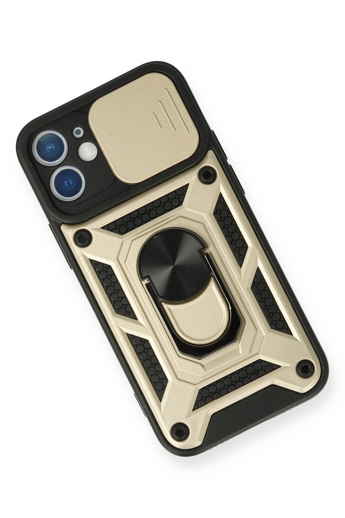NewFace iPhone 11 Kılıf Pars Lens Yüzüklü Silikon - Gold WLZOR