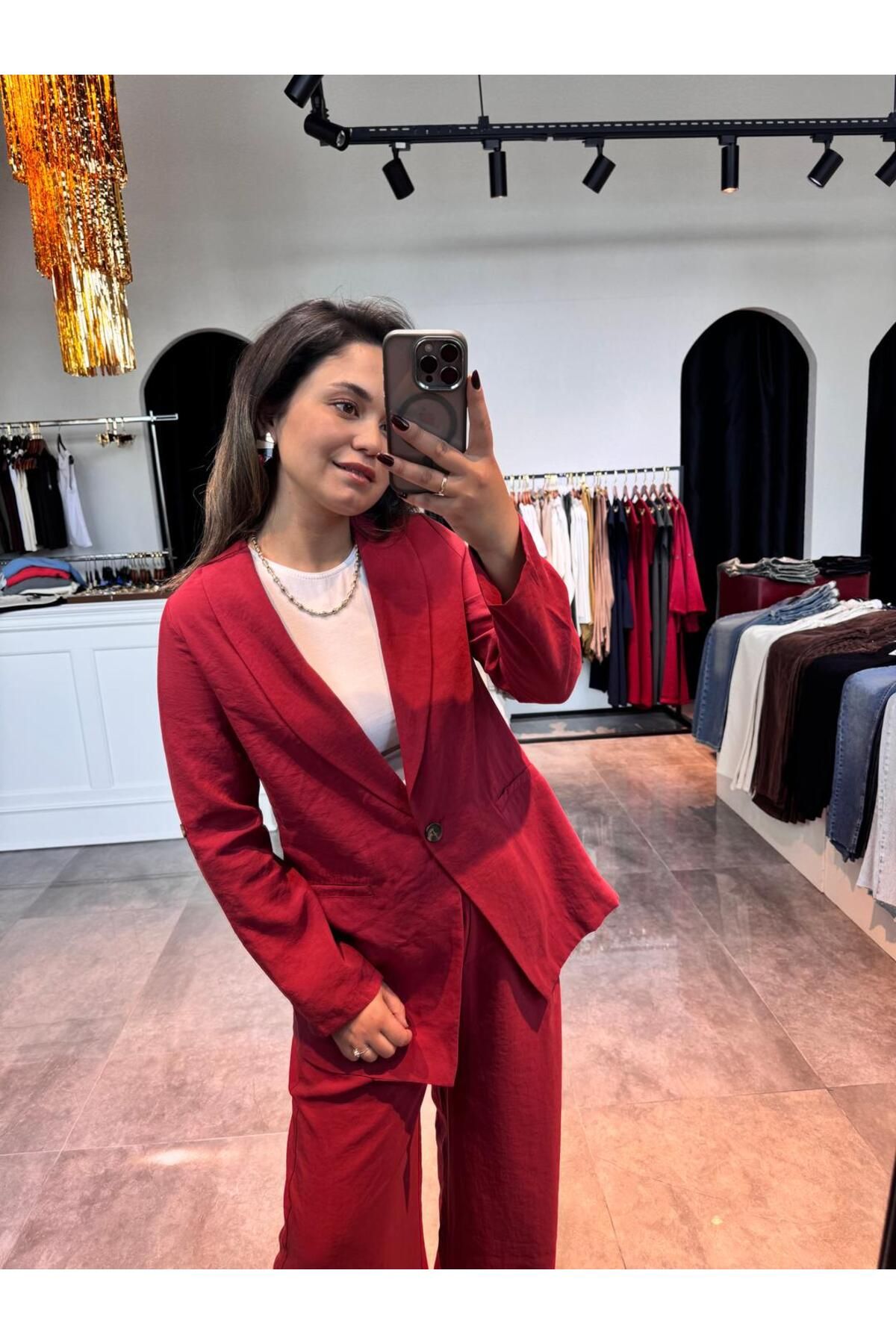 BÜŞRA PERKER Modal Kumaş Ceket Bordo